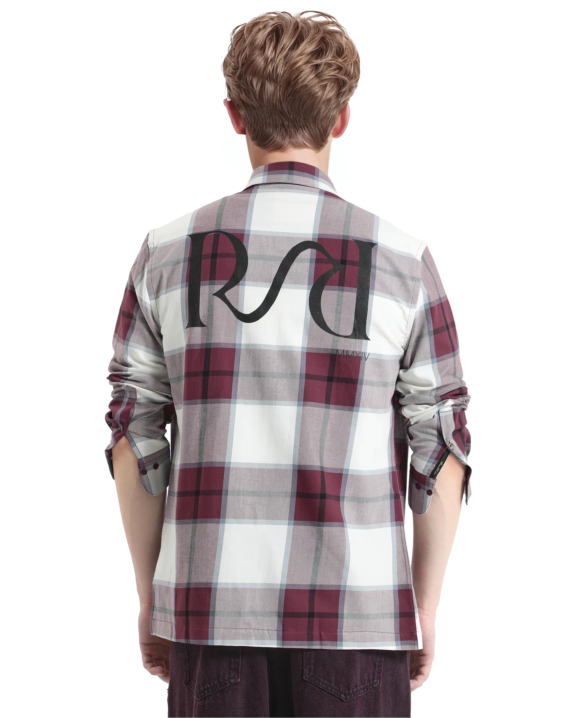 Rare Rabbit Men's Rock Ford-2 Maroon Cotton Checked Print Regular Fit Full Sleeve Collared Shirt - Image 4