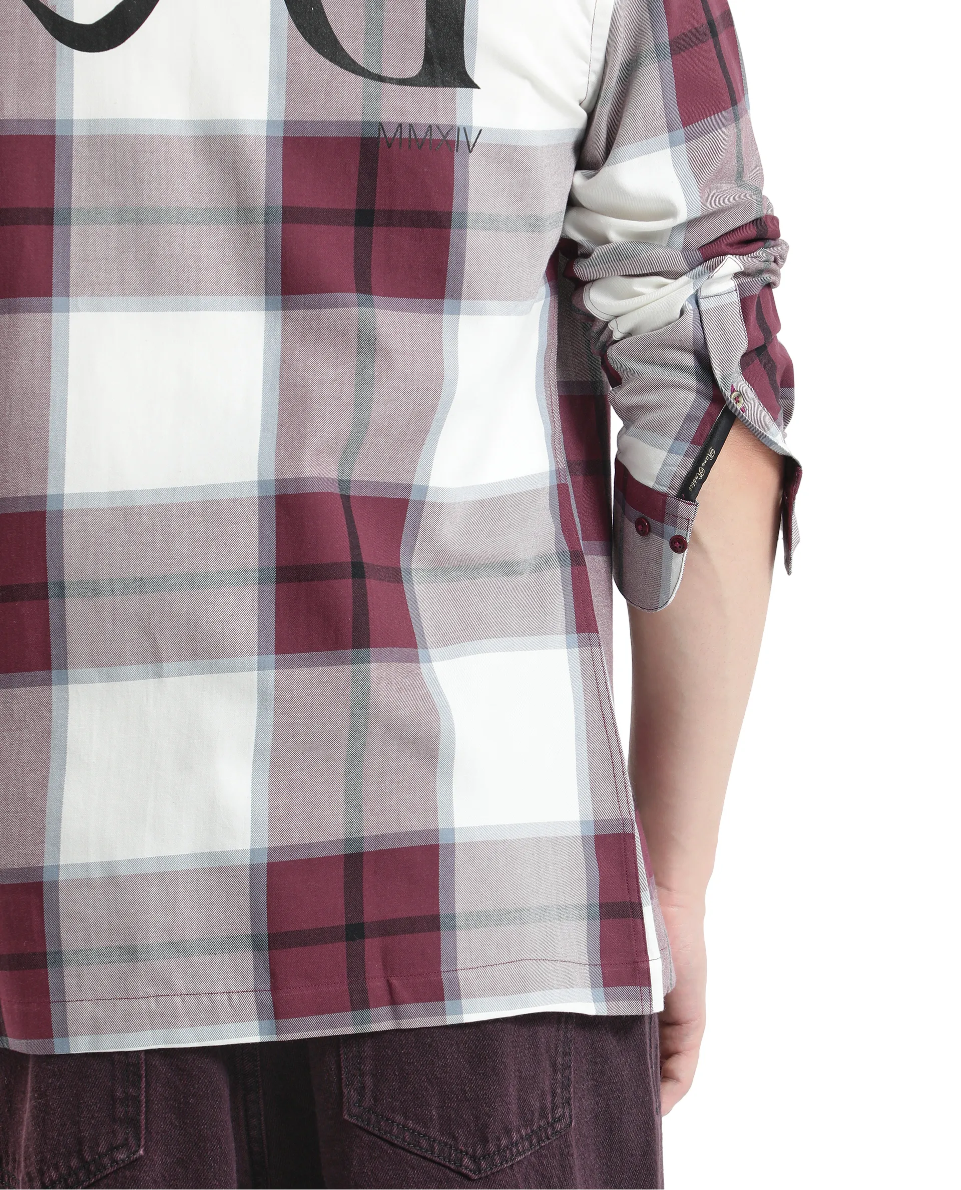 Rare Rabbit Men's Rock Ford-2 Maroon Cotton Checked Print Regular Fit Full Sleeve Collared Shirt - Image 5