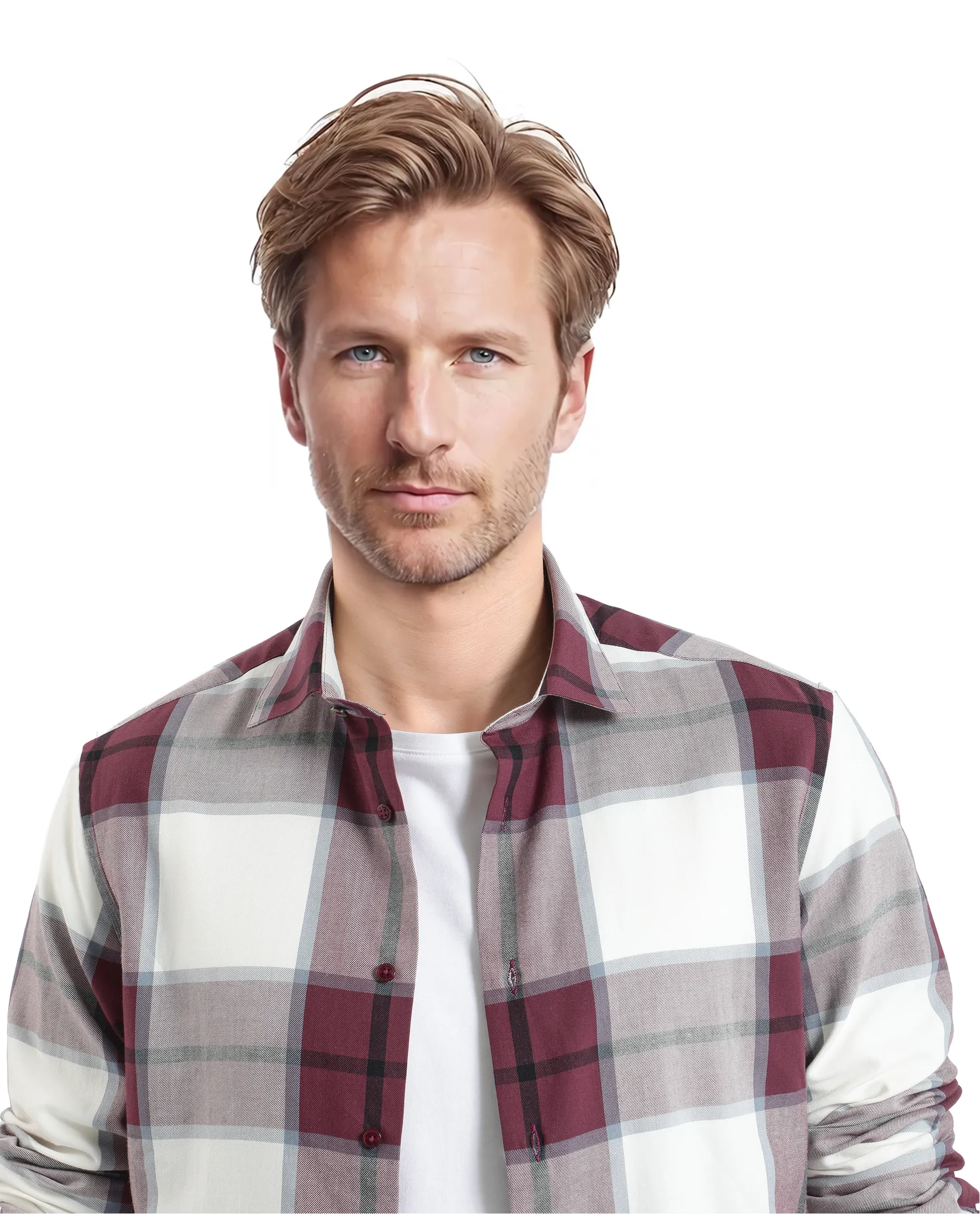 Rare Rabbit Men's Rock Ford-2 Maroon Cotton Checked Print Regular Fit Full Sleeve Collared Shirt - Image 8