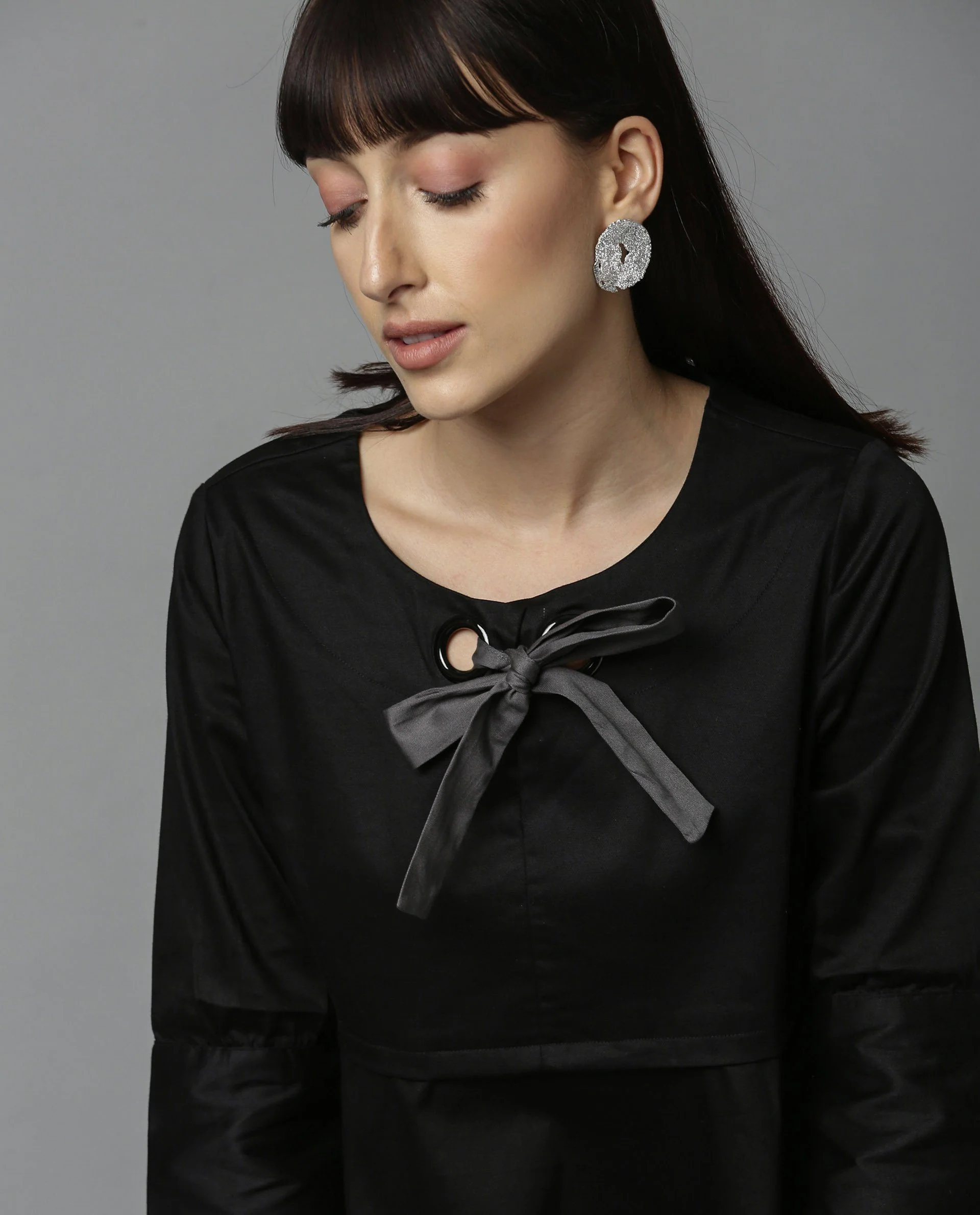 Rareism Women Rody Black Top Short Sleeves Solid - Image 2