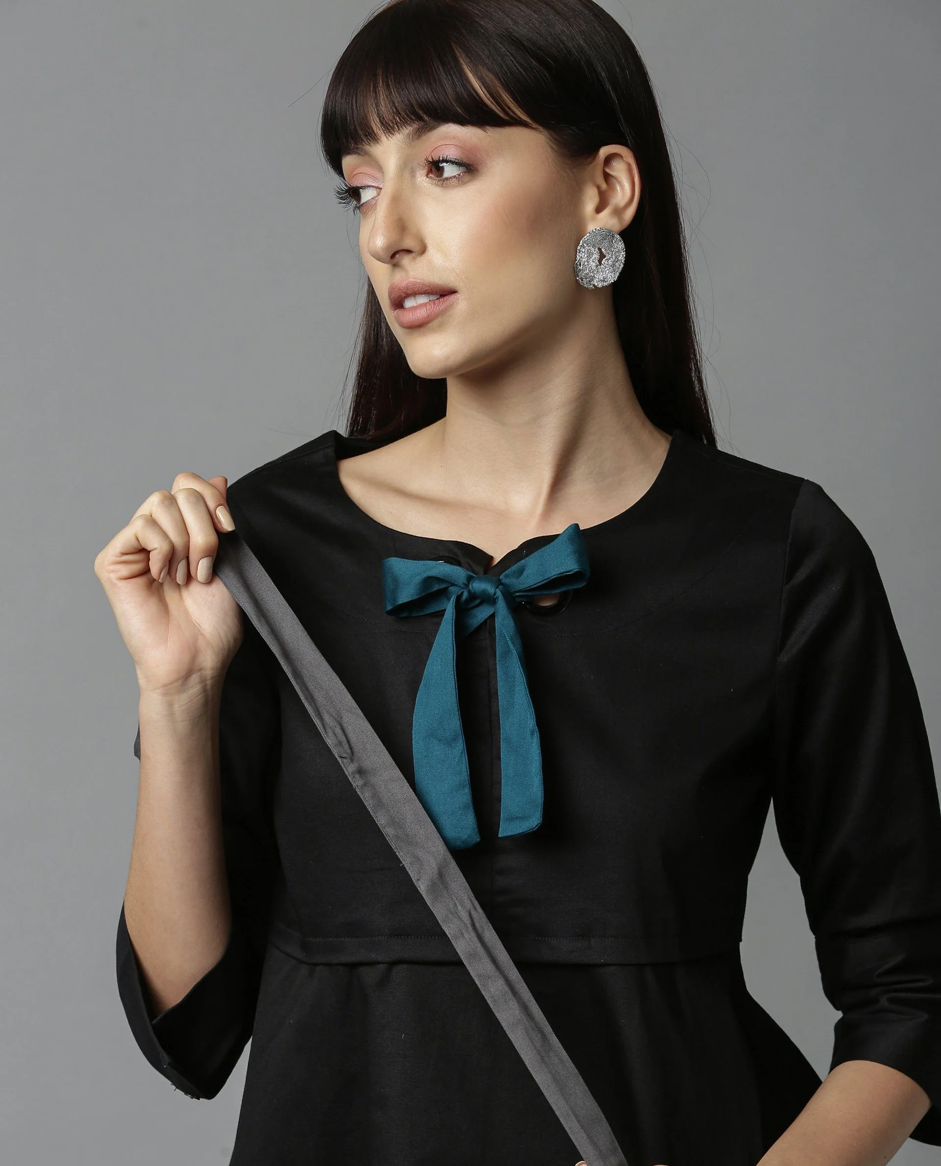 Rareism Women Rody Black Top Short Sleeves Solid - Image 5