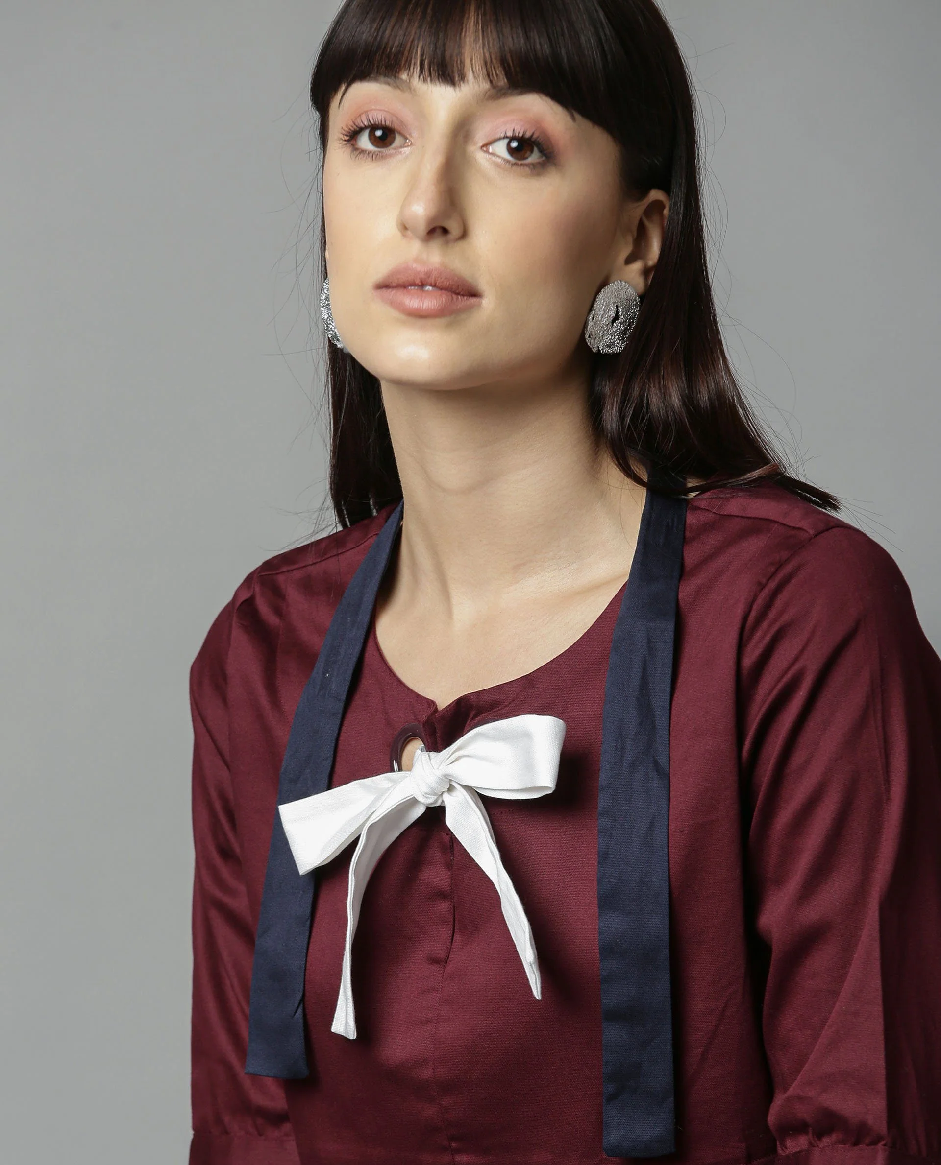 Rareism Women Rody Maroon Top Short Sleeves Solid - Image 2