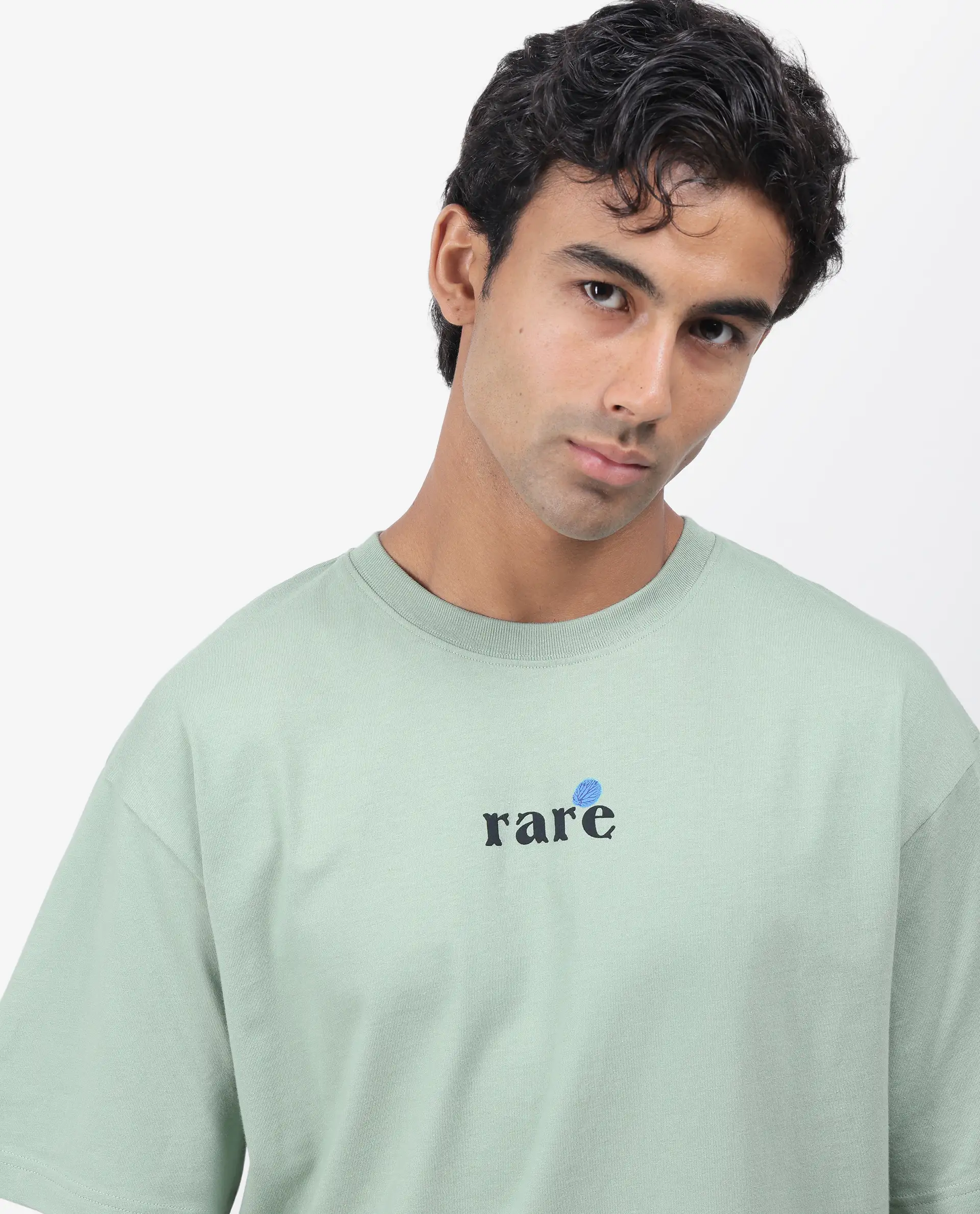 Rare Rabbit Men's Roe Green Cotton Graphic Print Oversized Fit Half Sleeve Crew Neck T-Shirt - Image 4