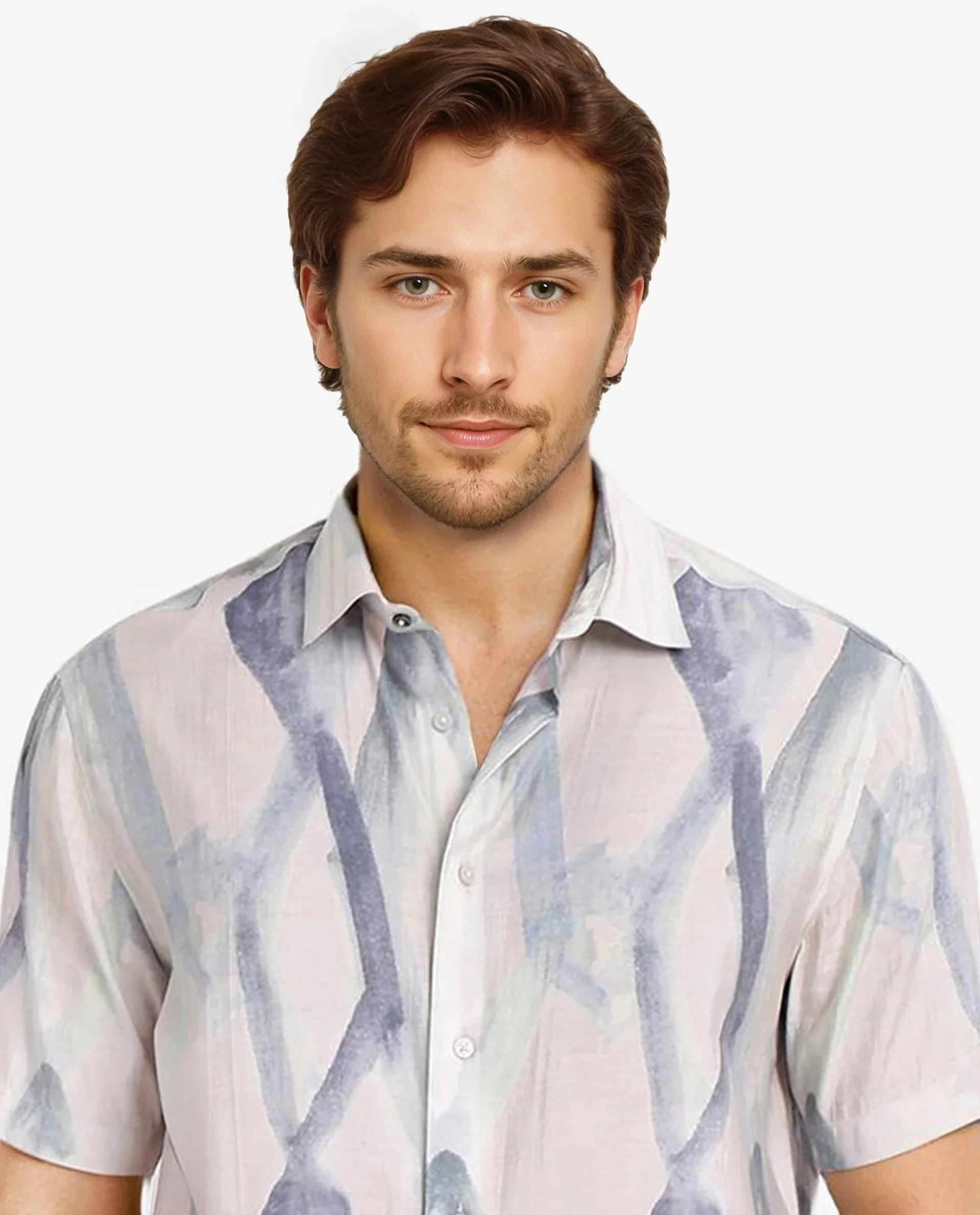 Rare Rabbit Men's Rogue Pastel Pink Cotton Abstract Print Regular Fit Half Sleeve Collared Shirt - Image 2