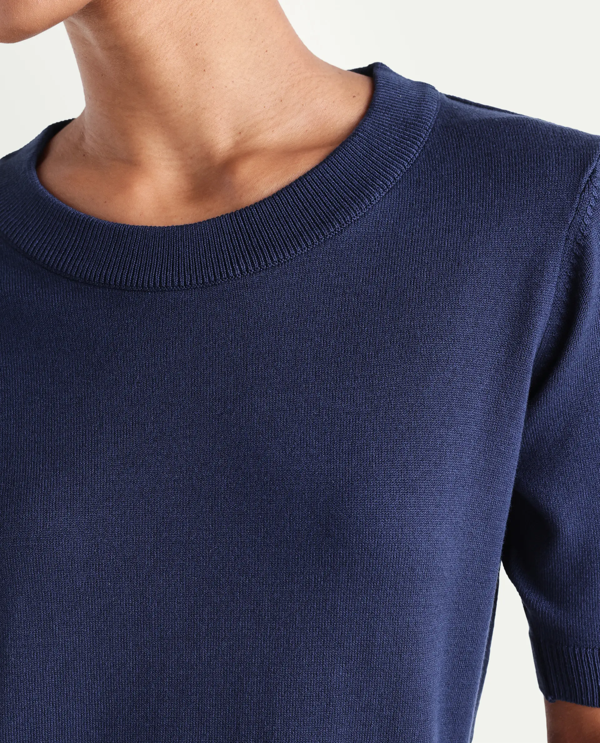 Rareism Women's Rohrdo Dark Navy Viscose Blend Crew Neck Regular Fit Plain Sweater - Image 3