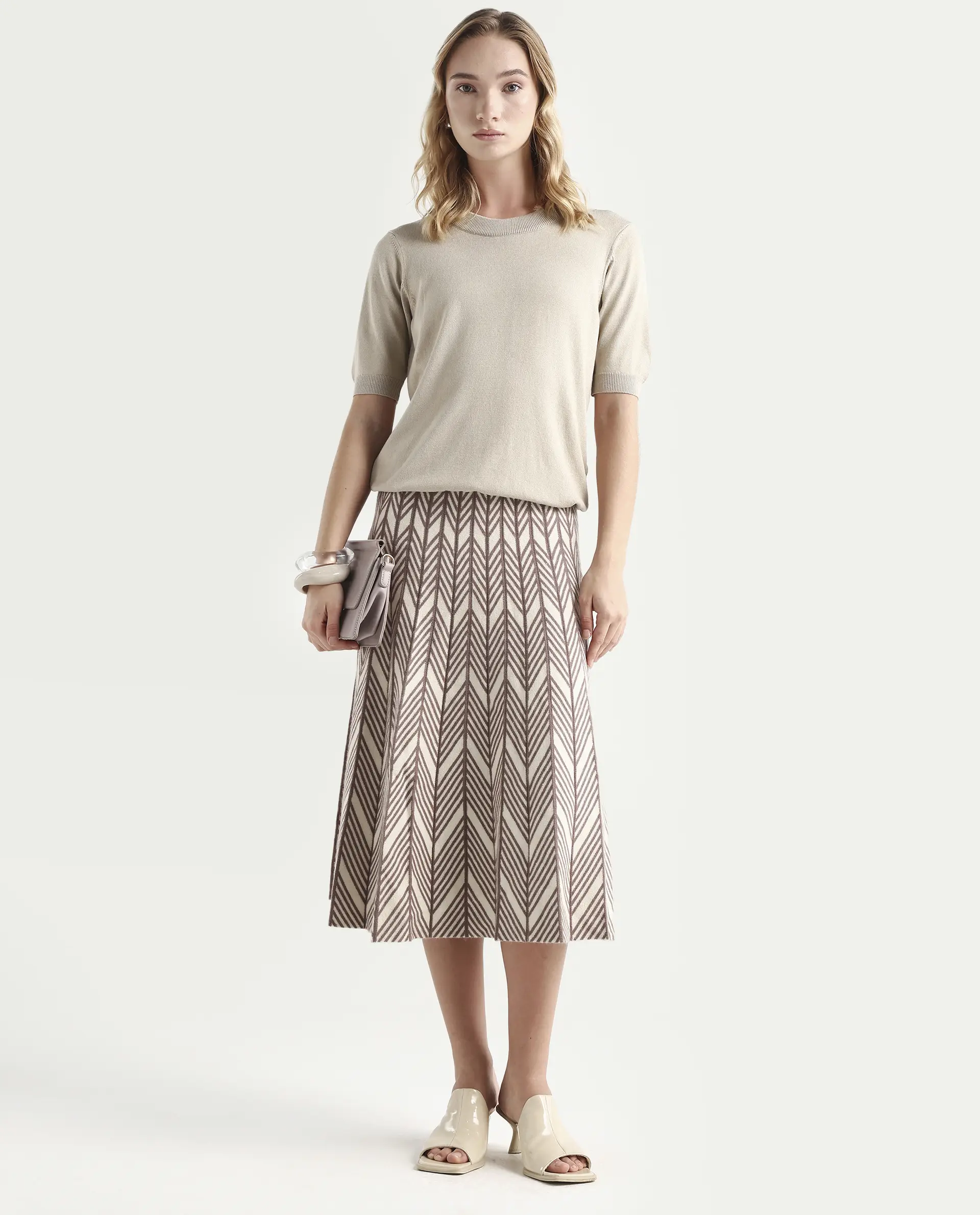 Rareism Women's Rohrdo Light Beige Viscose Blend Crew Neck Regular Fit Plain Sweater - Image 2