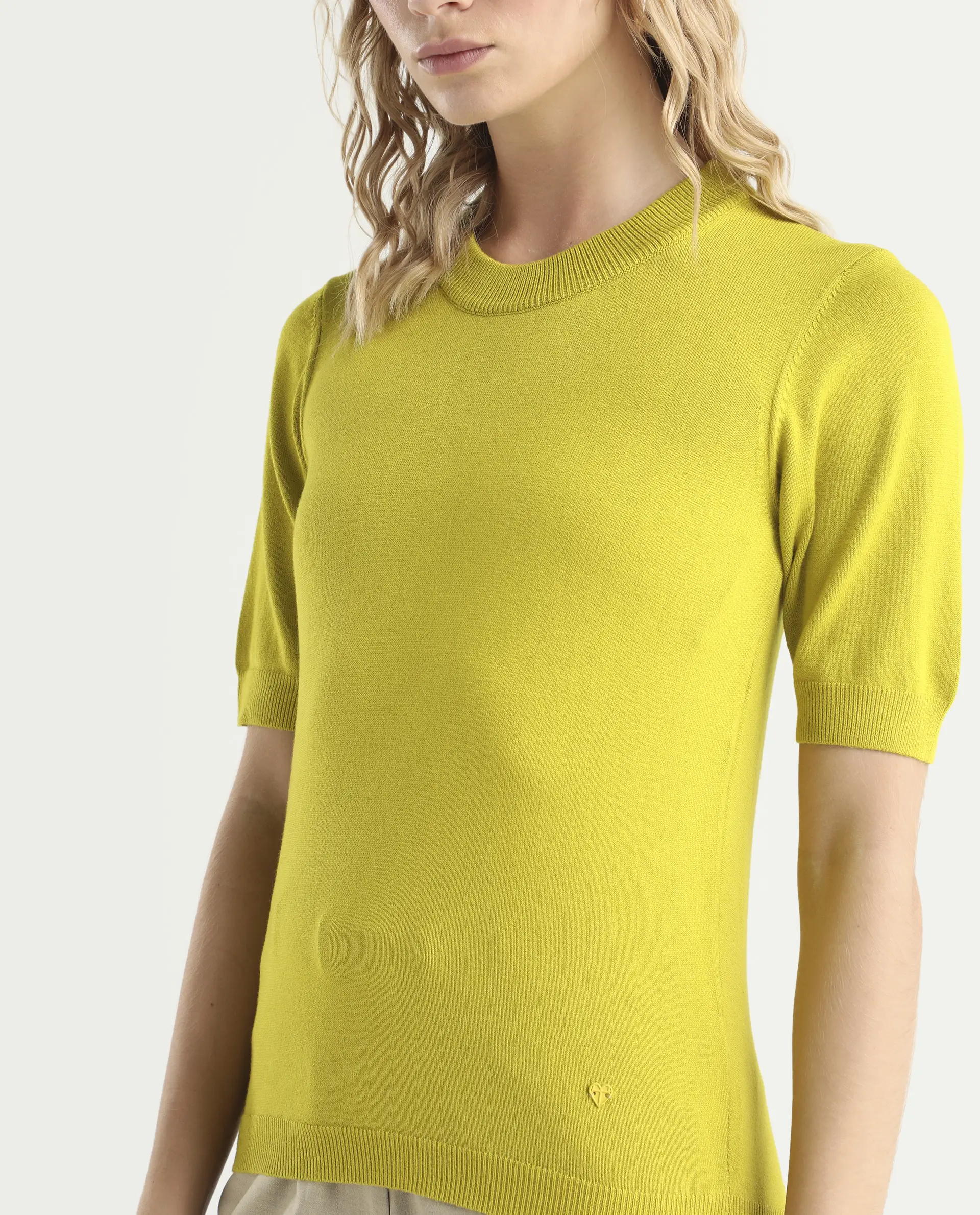Rareism Women's Rohrdo Light Yellow Viscose Crew Neck Plain Regular Fit Sweater - Image 4