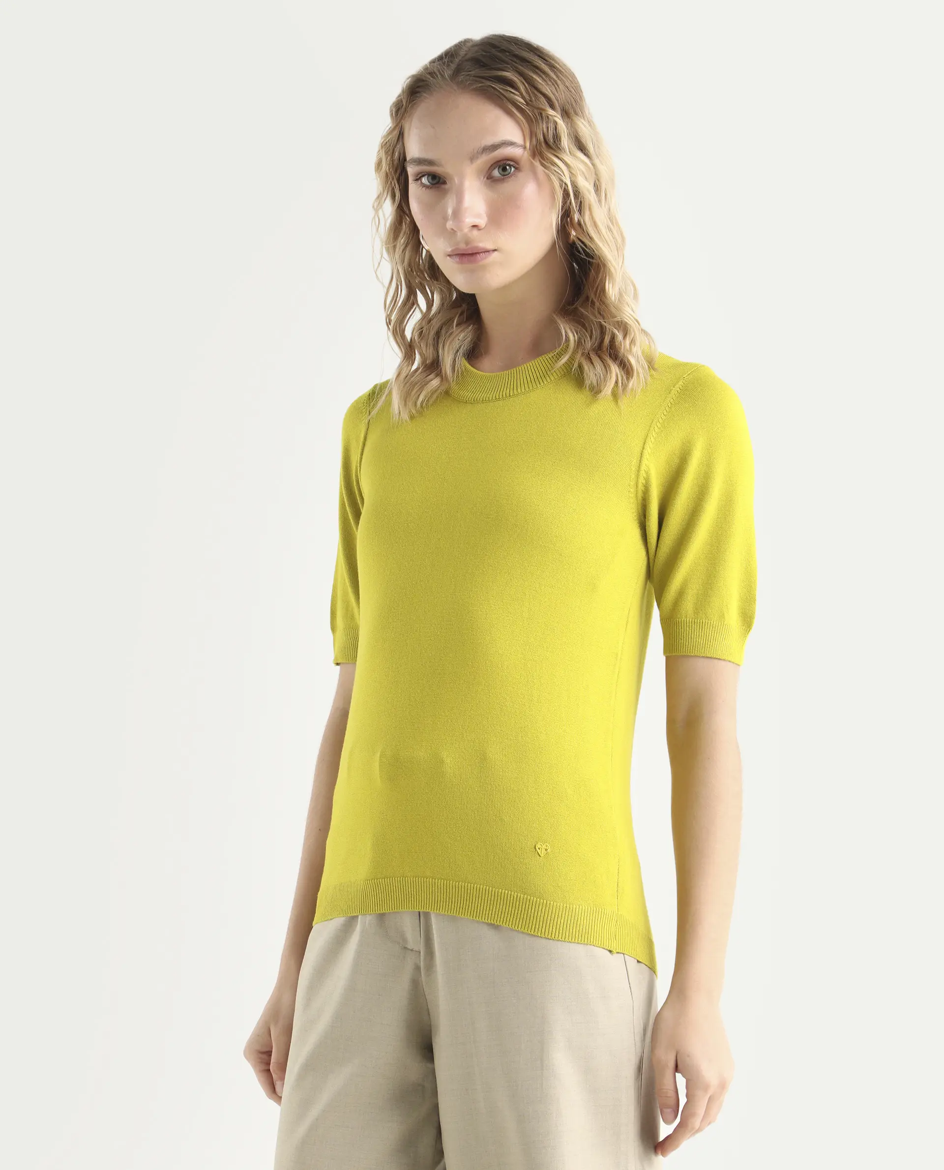 Rareism Women's Rohrdo Light Yellow Viscose Crew Neck Plain Regular Fit Sweater - Image 5