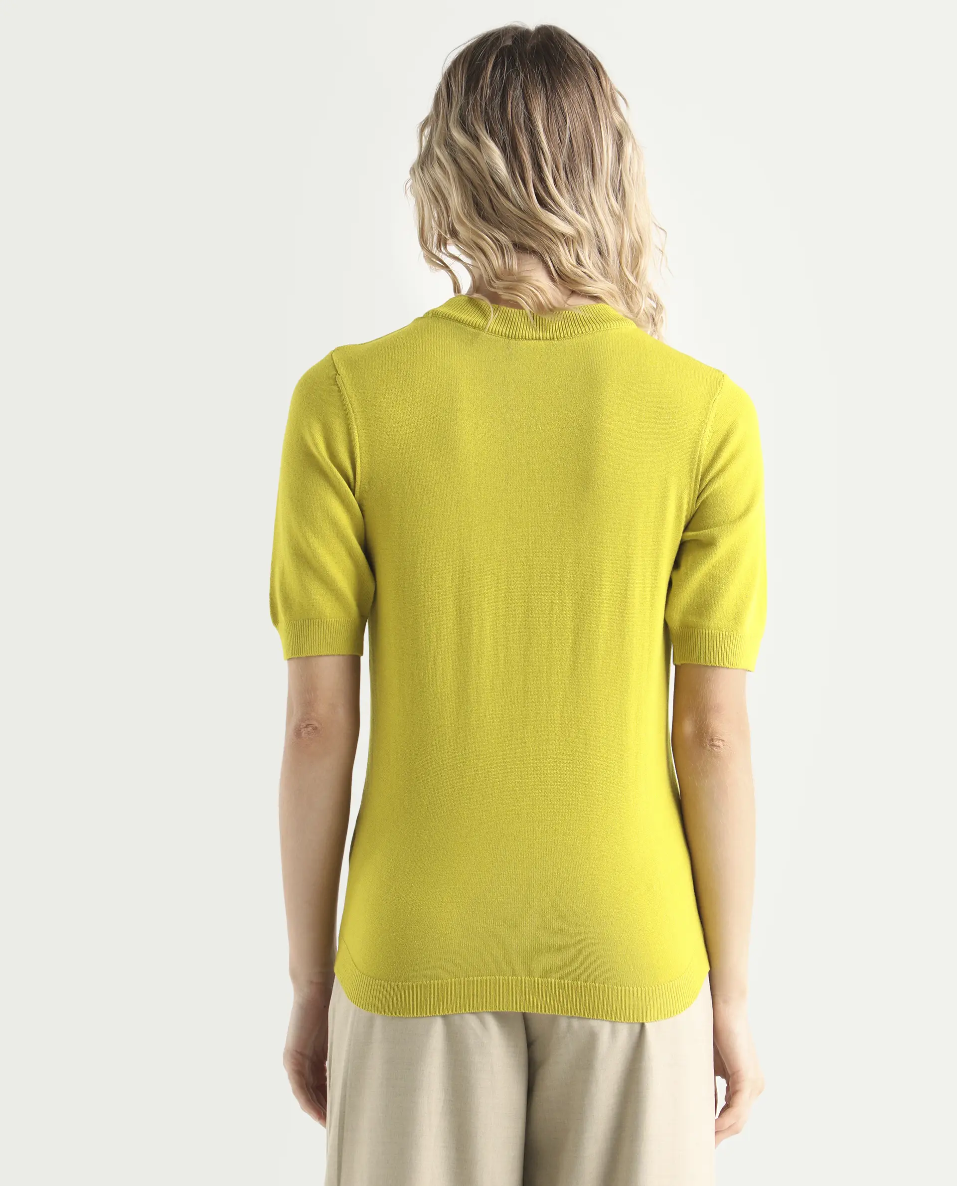 Rareism Women's Rohrdo Light Yellow Viscose Crew Neck Plain Regular Fit Sweater - Image 7