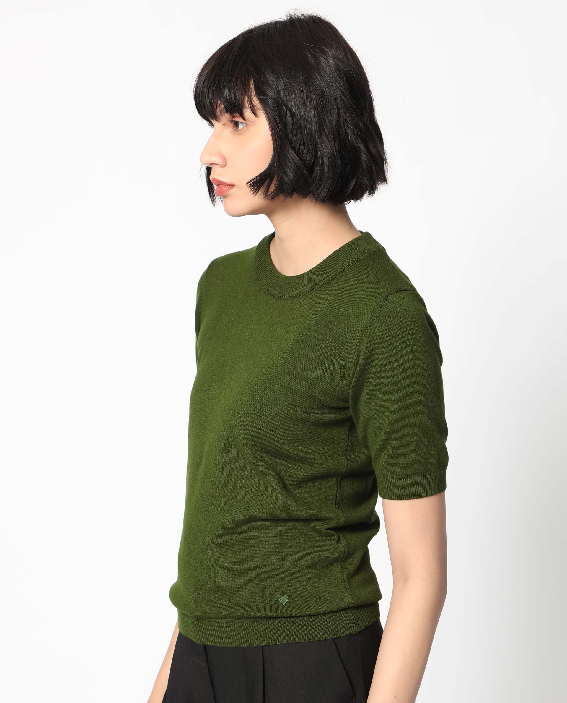 Rareism Women's Rohrdo Olive Viscose Crew Neck Plain Regular Fit Sweater - Image 5