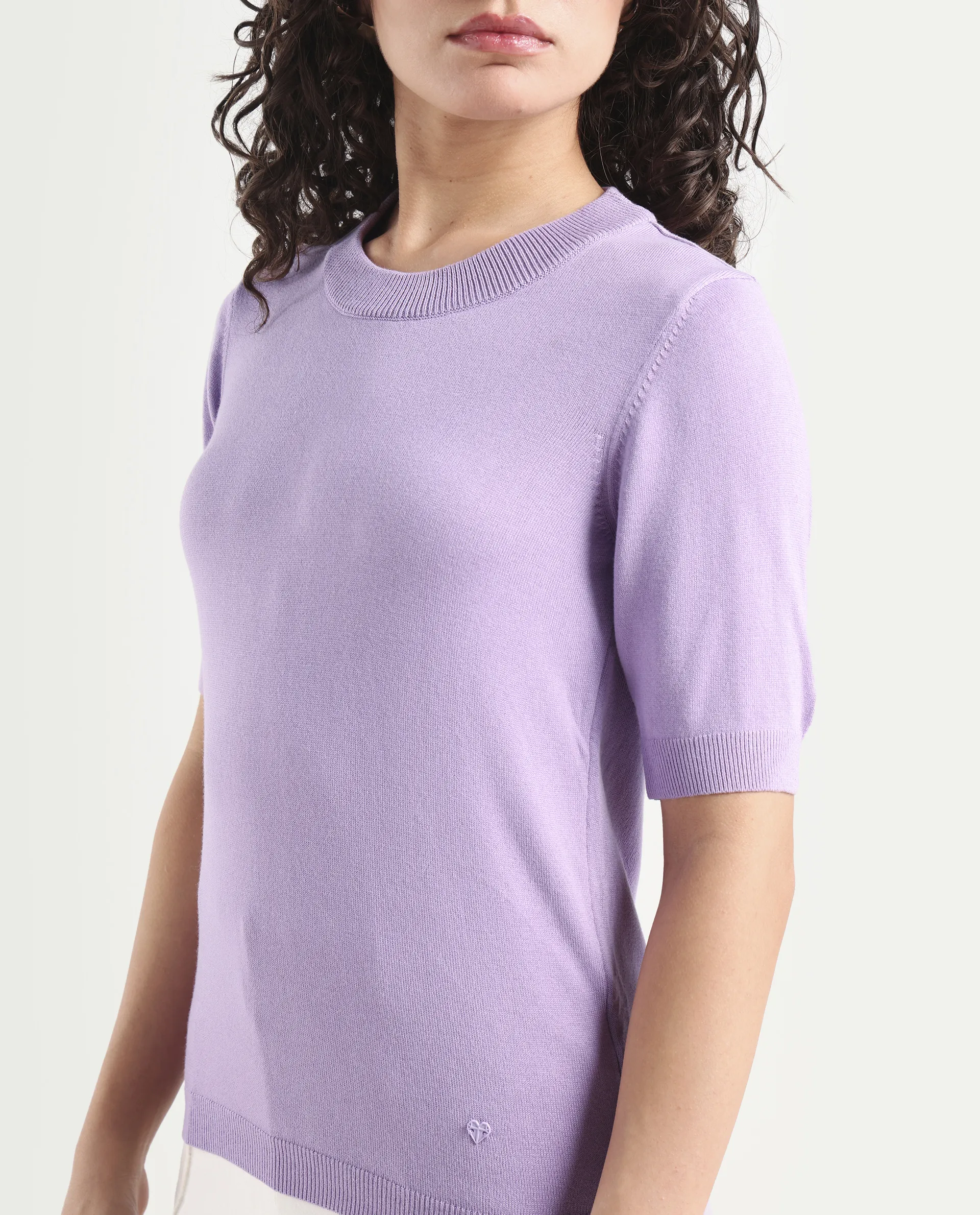 Rareism Women's Rohrdo Pastel Purple Viscose Crew Neck Plain Regular Fit Sweater - Image 4