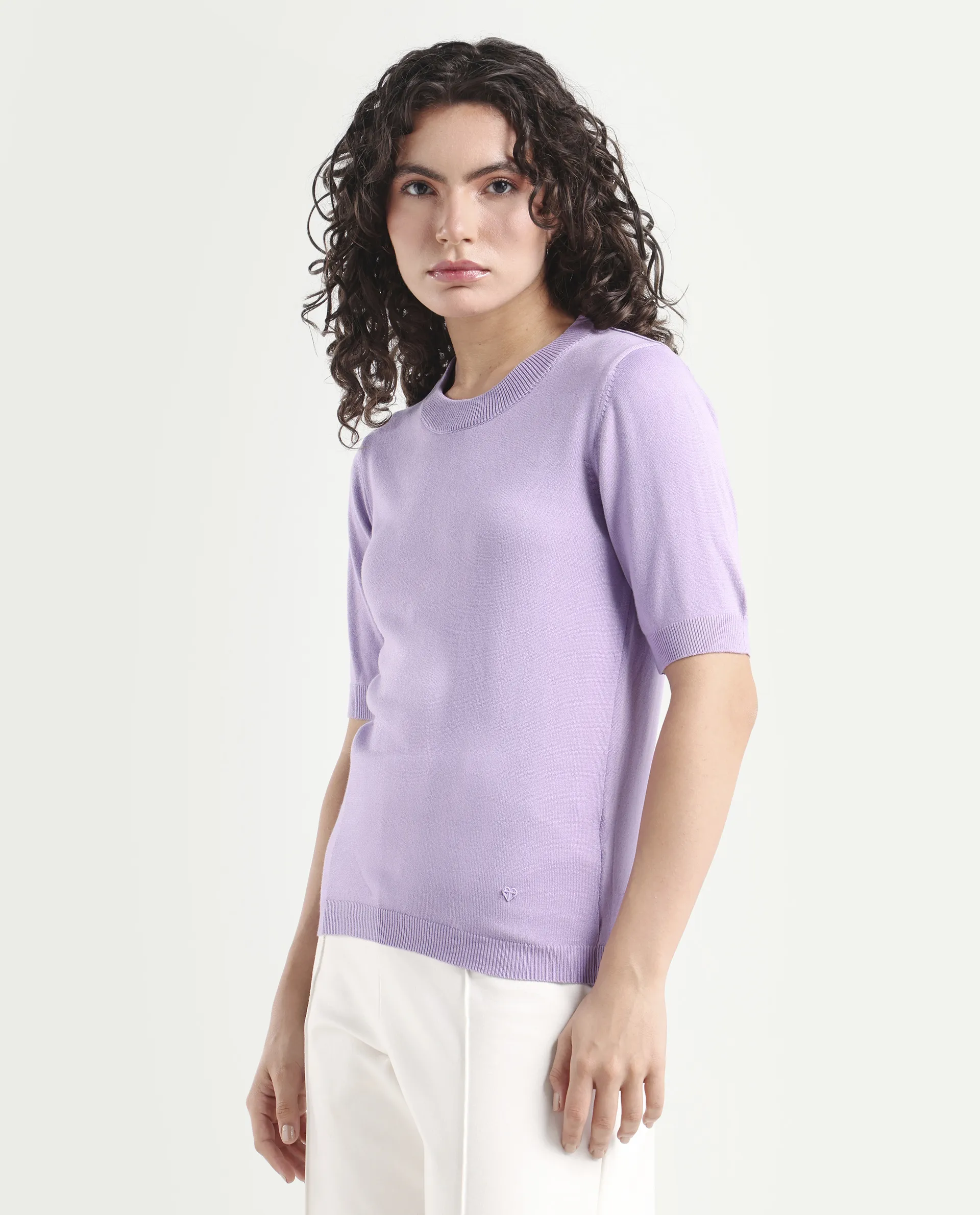 Rareism Women's Rohrdo Pastel Purple Viscose Crew Neck Plain Regular Fit Sweater - Image 6