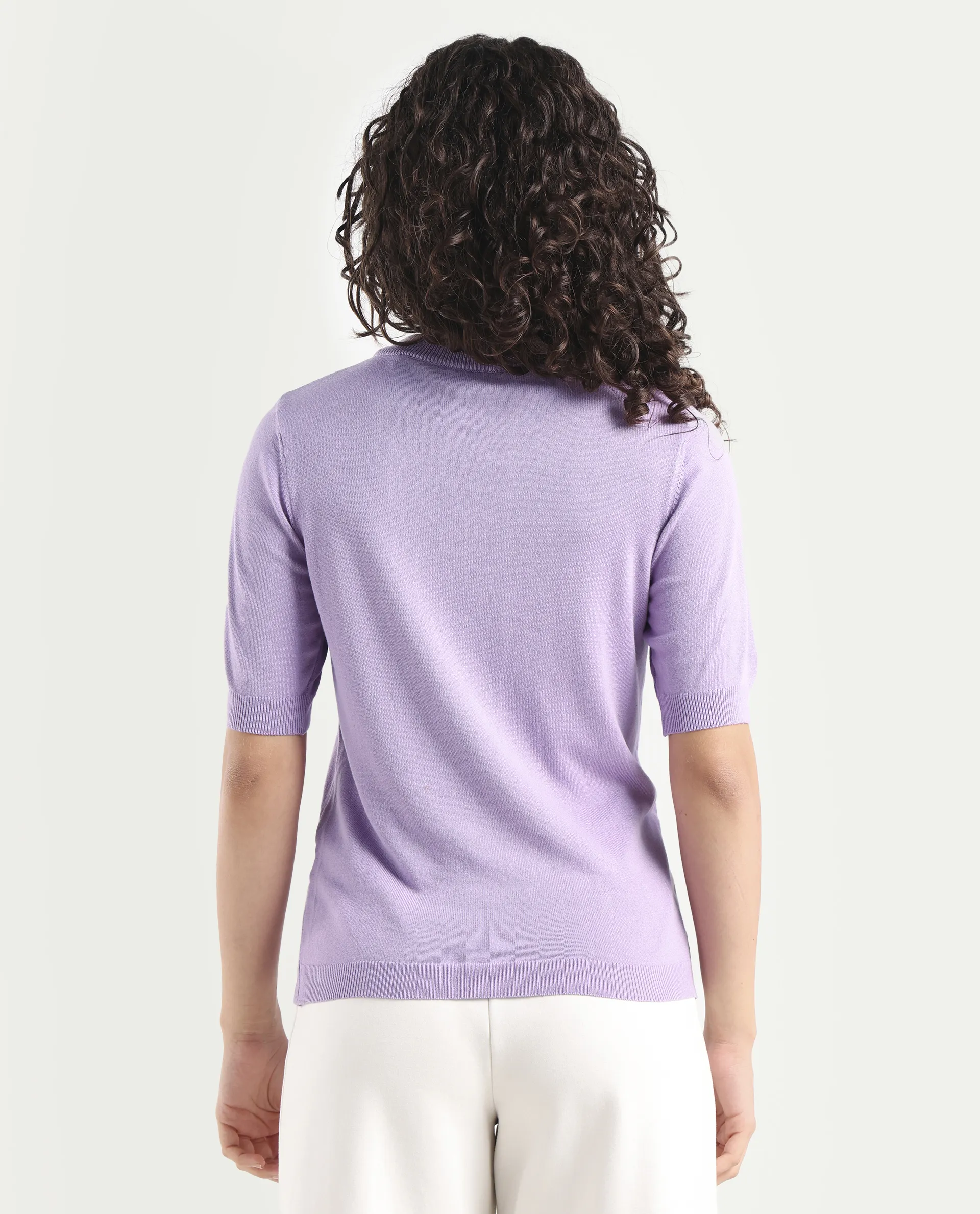 Rareism Women's Rohrdo Pastel Purple Viscose Crew Neck Plain Regular Fit Sweater - Image 7