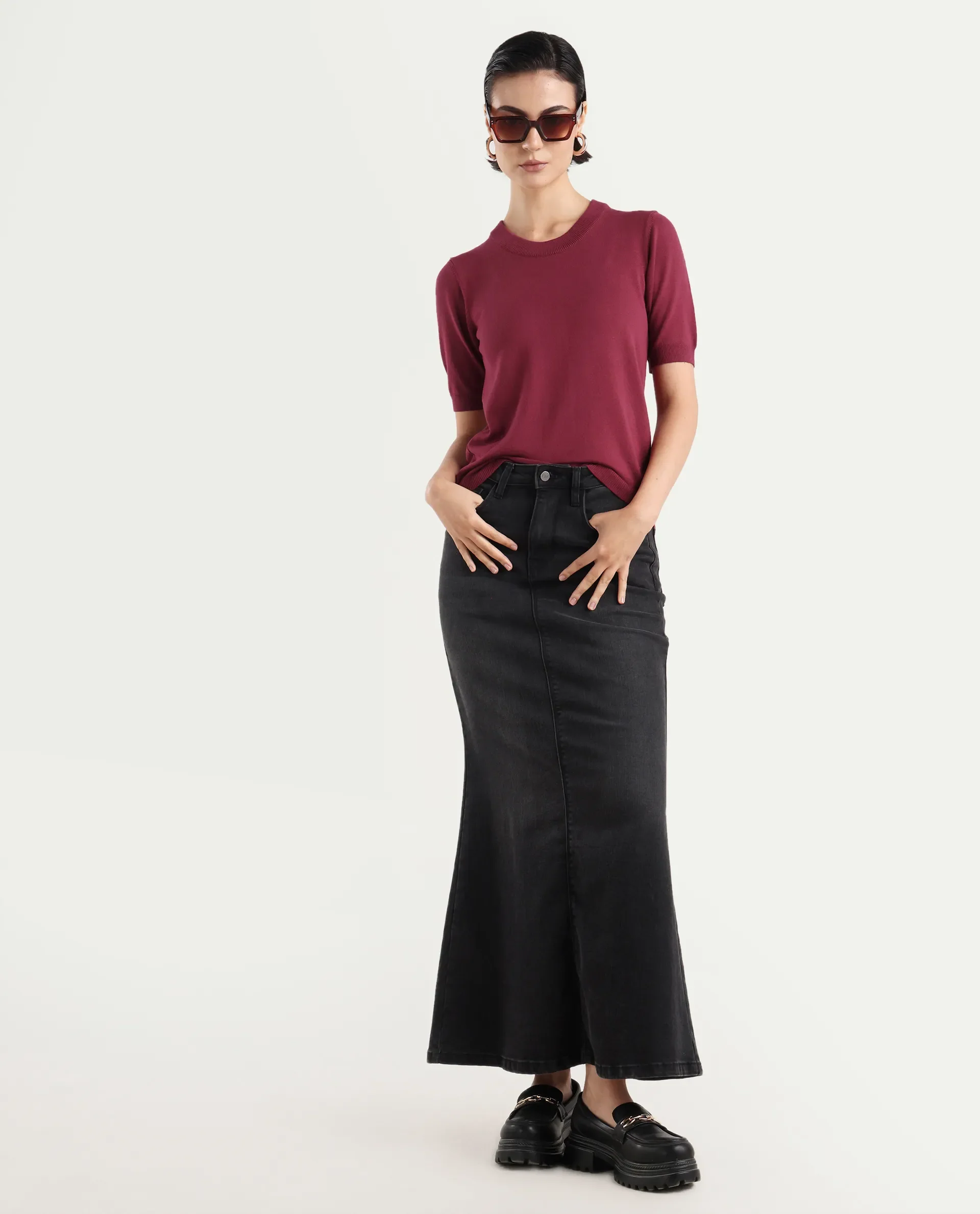 Rareism Women's Rohrdo Purple Cotton Blend Crew Neck Plain Regular Fit Sweater - Image 2