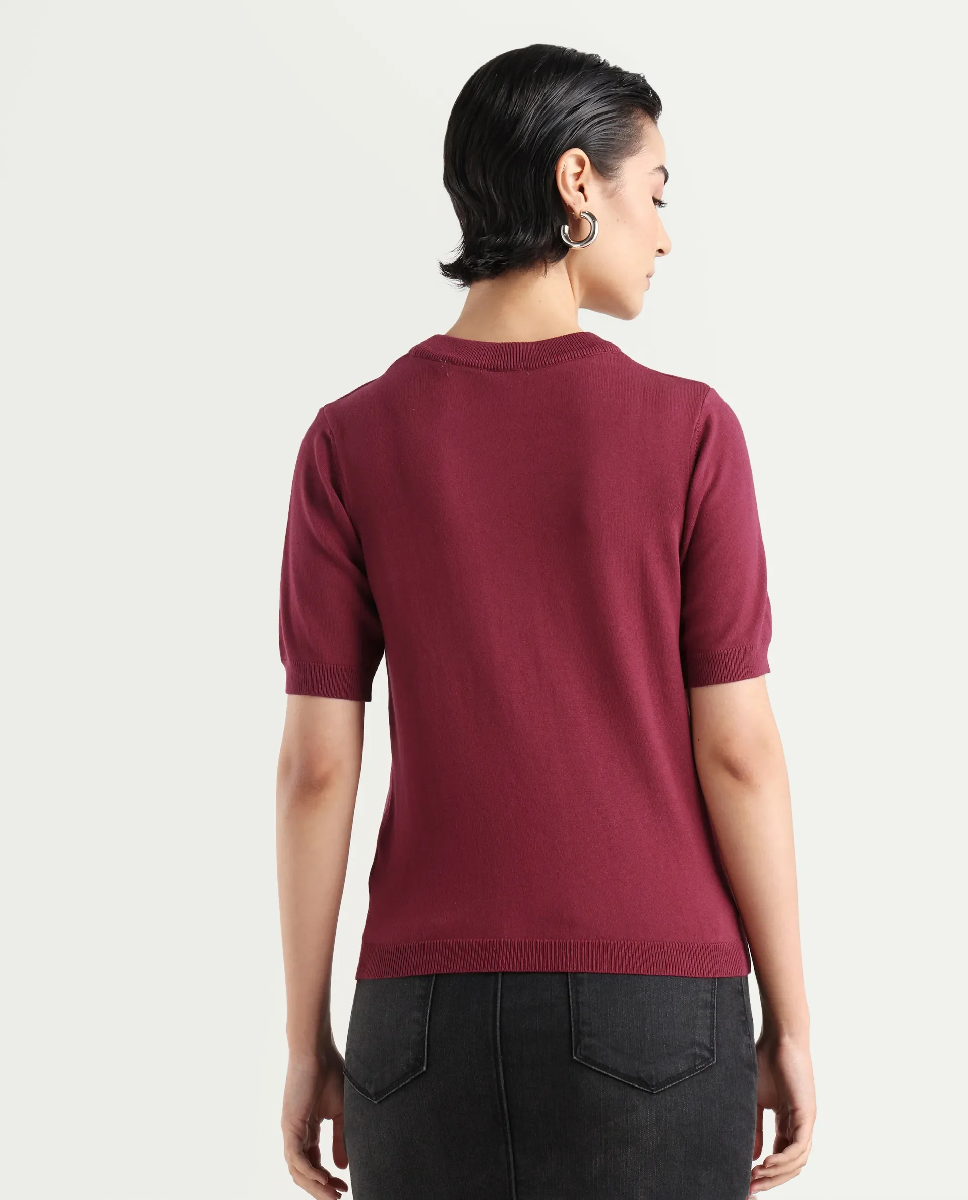 Rareism Women's Rohrdo Purple Cotton Blend Crew Neck Plain Regular Fit Sweater - Image 7