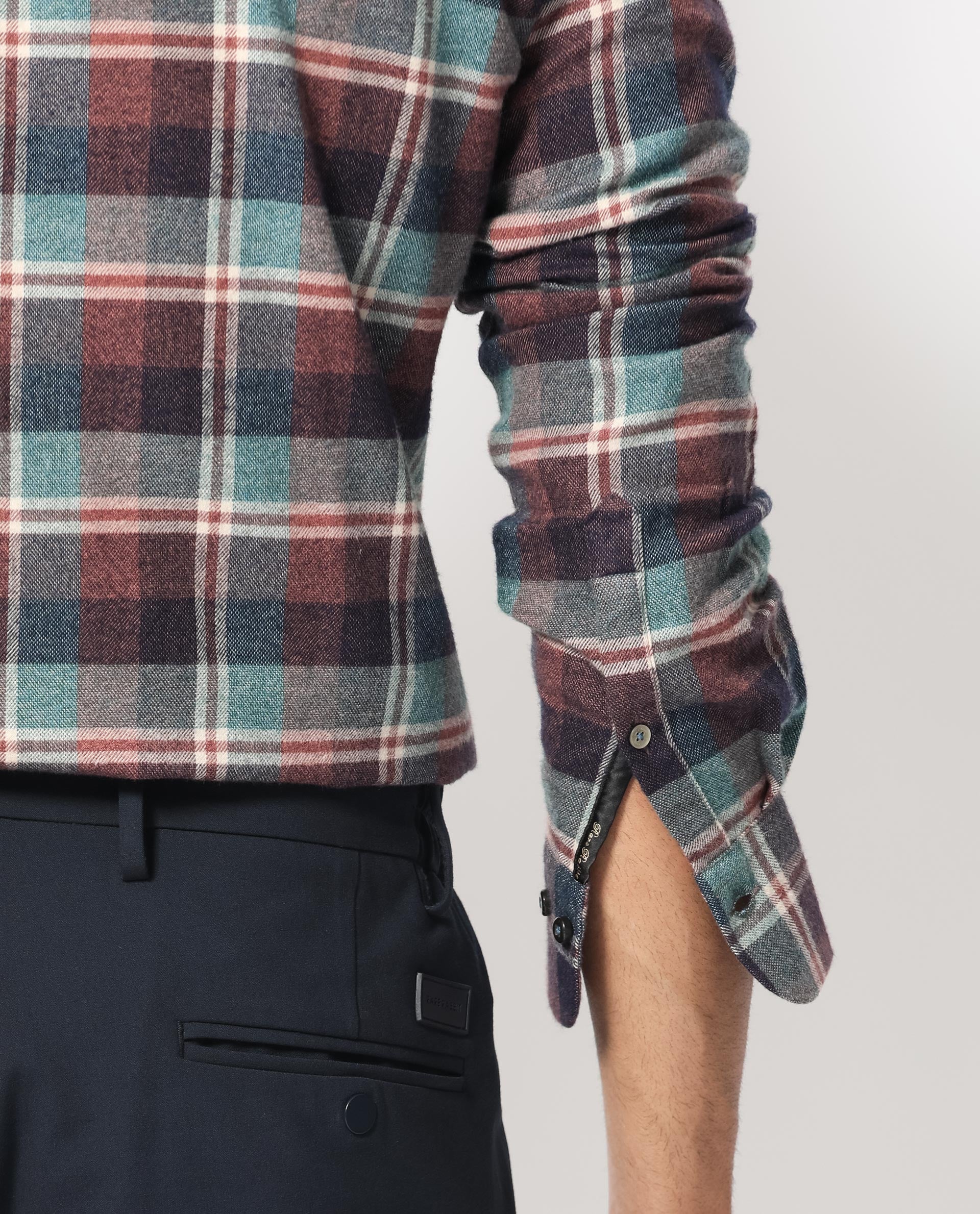 Rare Rabbit Men's Rojen Brown Cotton Checked Print Regular Fit Full Sleeve Collared Shirt - Image 4