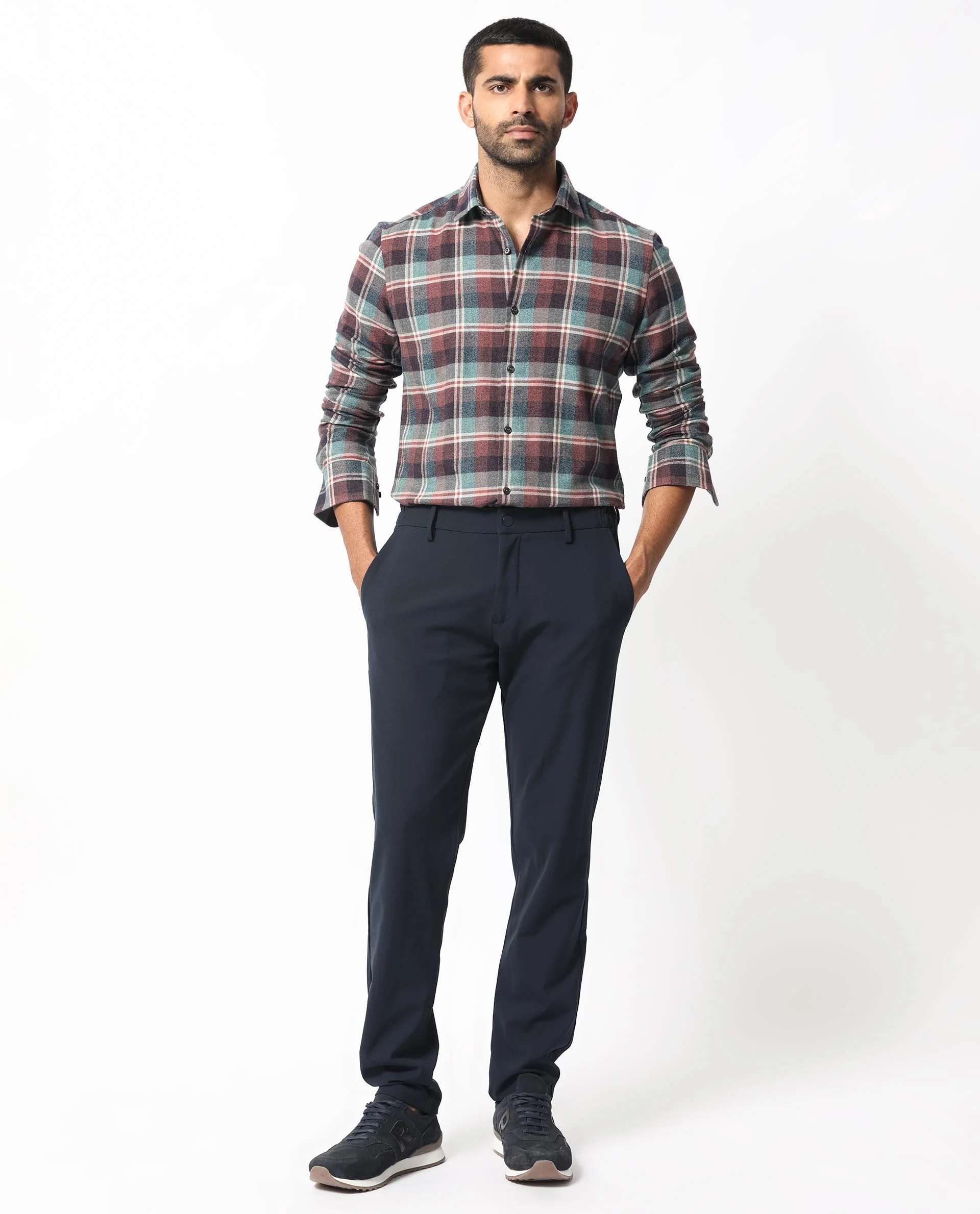 Rare Rabbit Men's Rojen Brown Cotton Checked Print Regular Fit Full Sleeve Collared Shirt - Image 5
