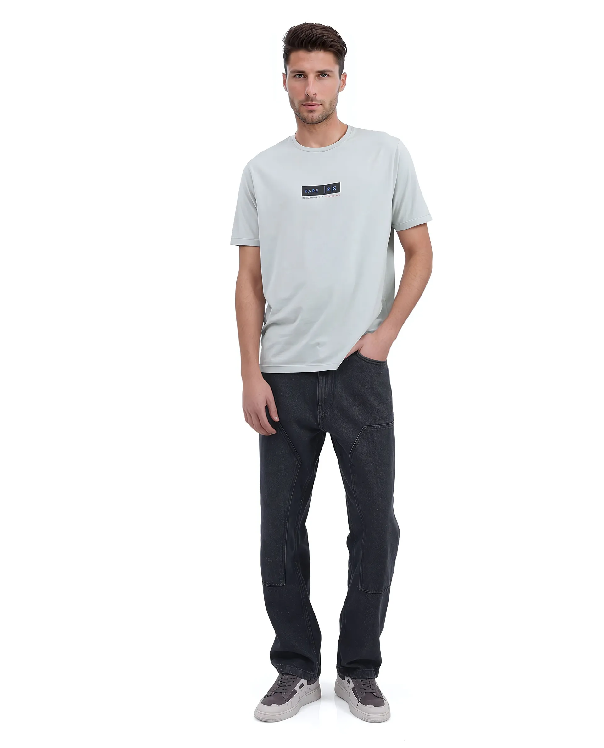 Rare Rabbit Men's Rolt Dusky Green Cotton Blend Graphic Print Regular Fit Half Sleeve Crew Neck T-Shirt - Image 6