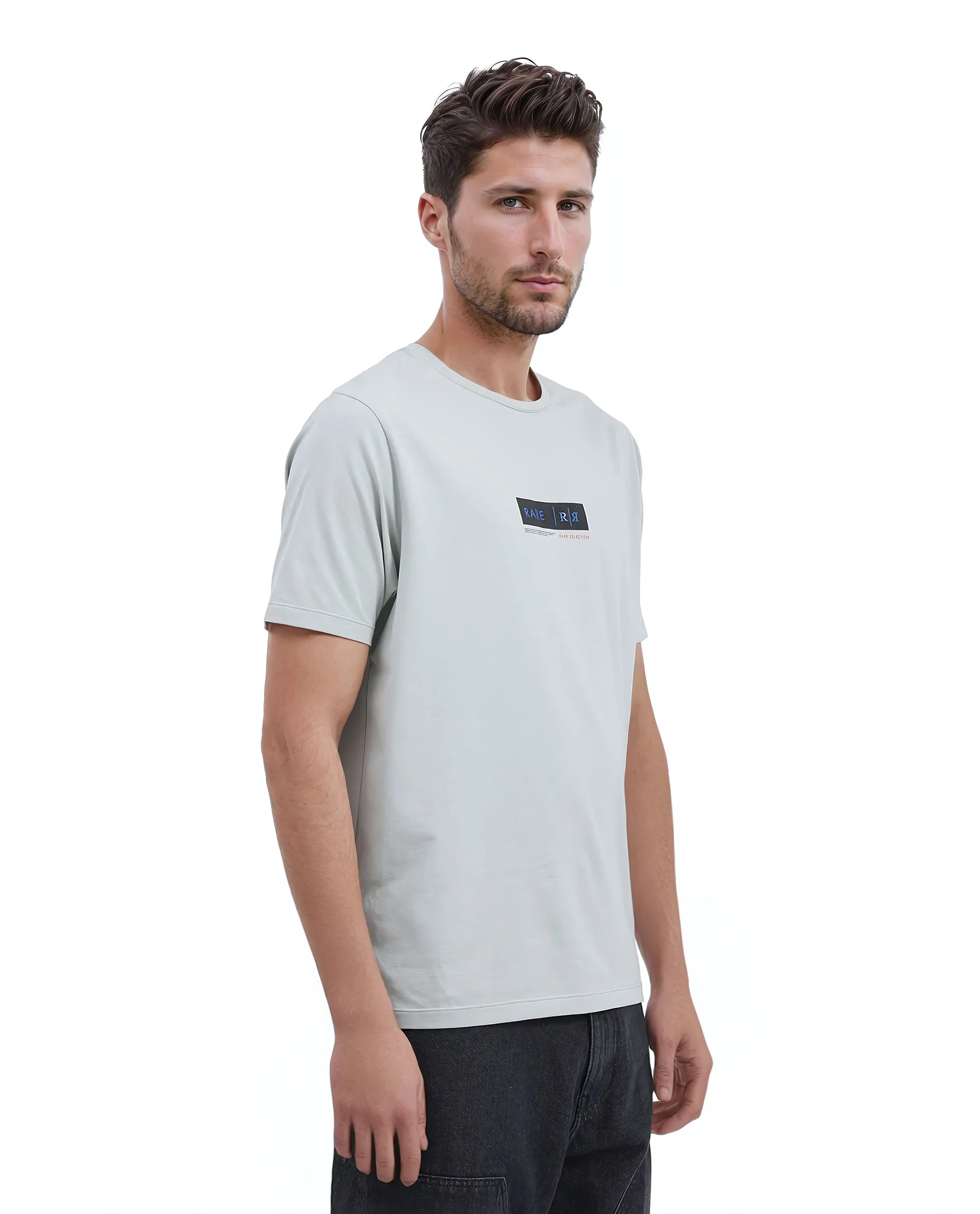 Rare Rabbit Men's Rolt Dusky Green Cotton Blend Graphic Print Regular Fit Half Sleeve Crew Neck T-Shirt - Image 9