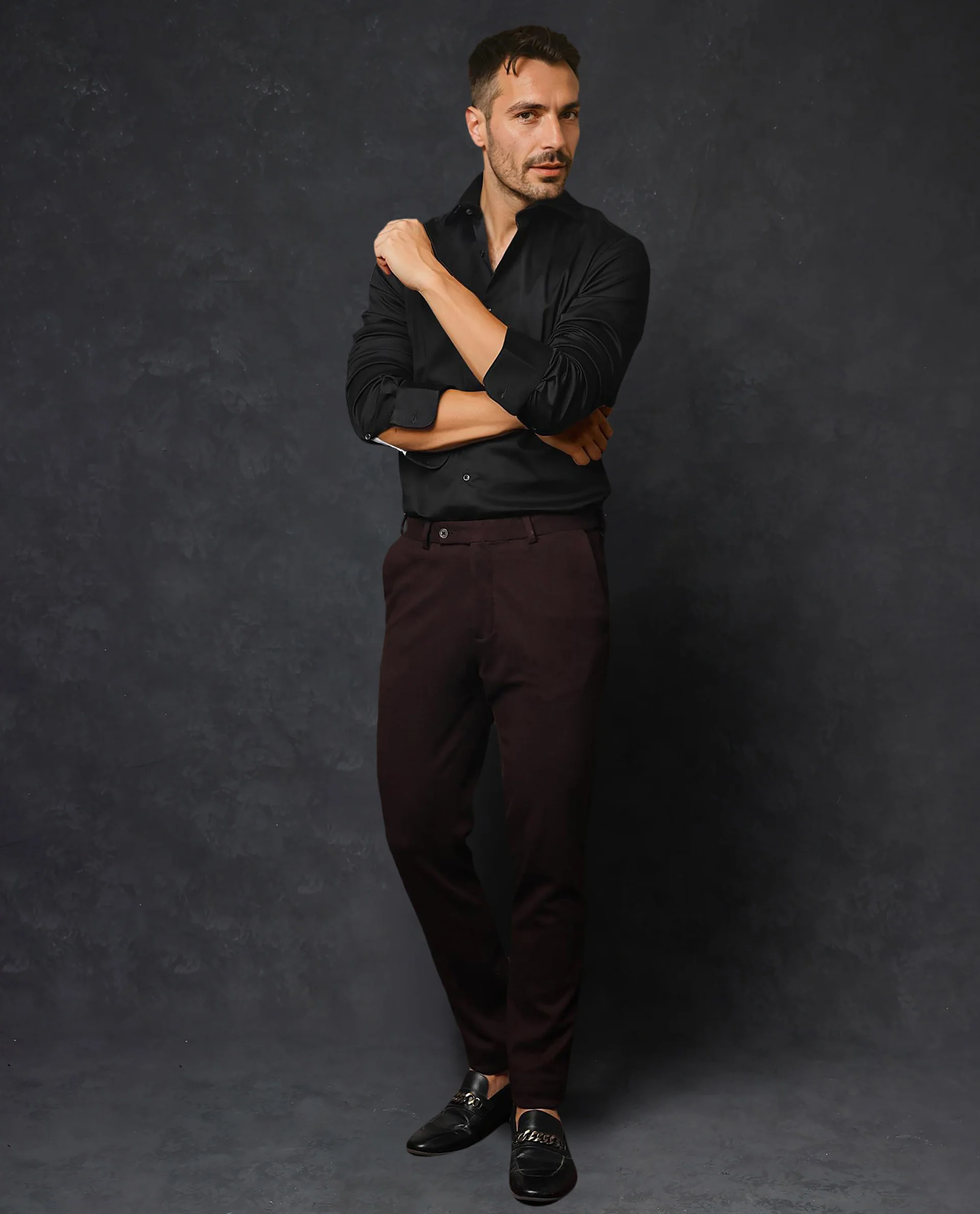 Rare Rabbit Men's Rona Black Cotton Plain Tailored Fit Full Sleeve Collared Shirt - Image 3