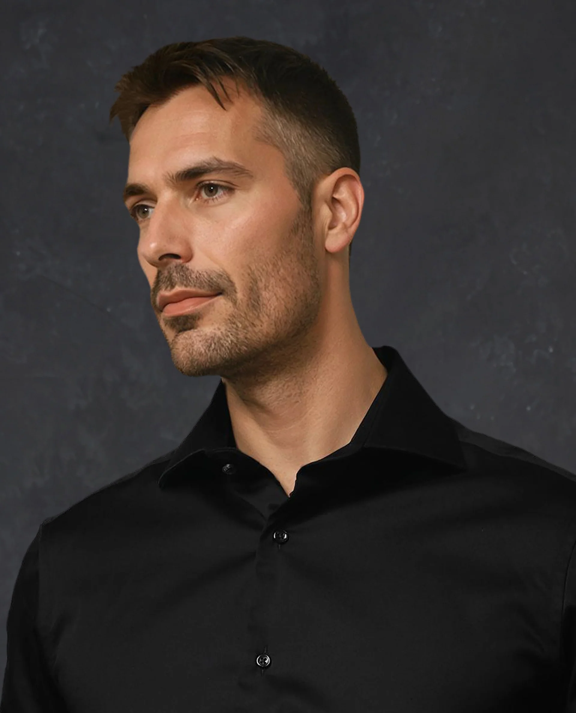 Rare Rabbit Men's Rona Black Cotton Plain Tailored Fit Full Sleeve Collared Shirt - Image 5
