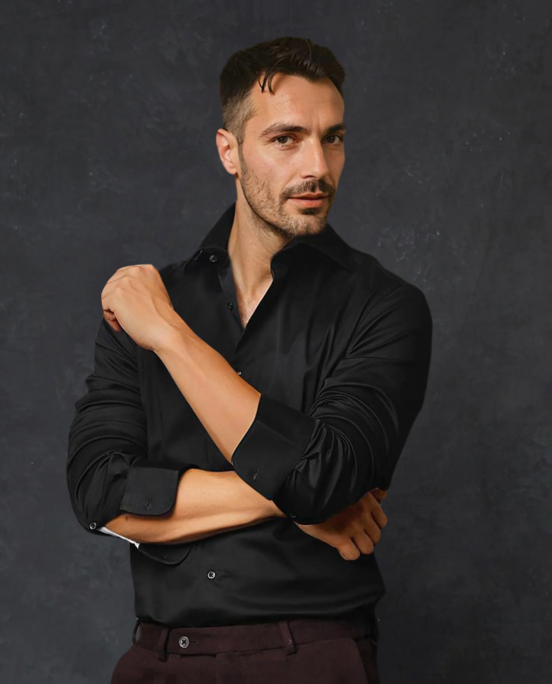 Rare Rabbit Men's Rona Black Cotton Plain Tailored Fit Full Sleeve Collared Shirt - Image 8