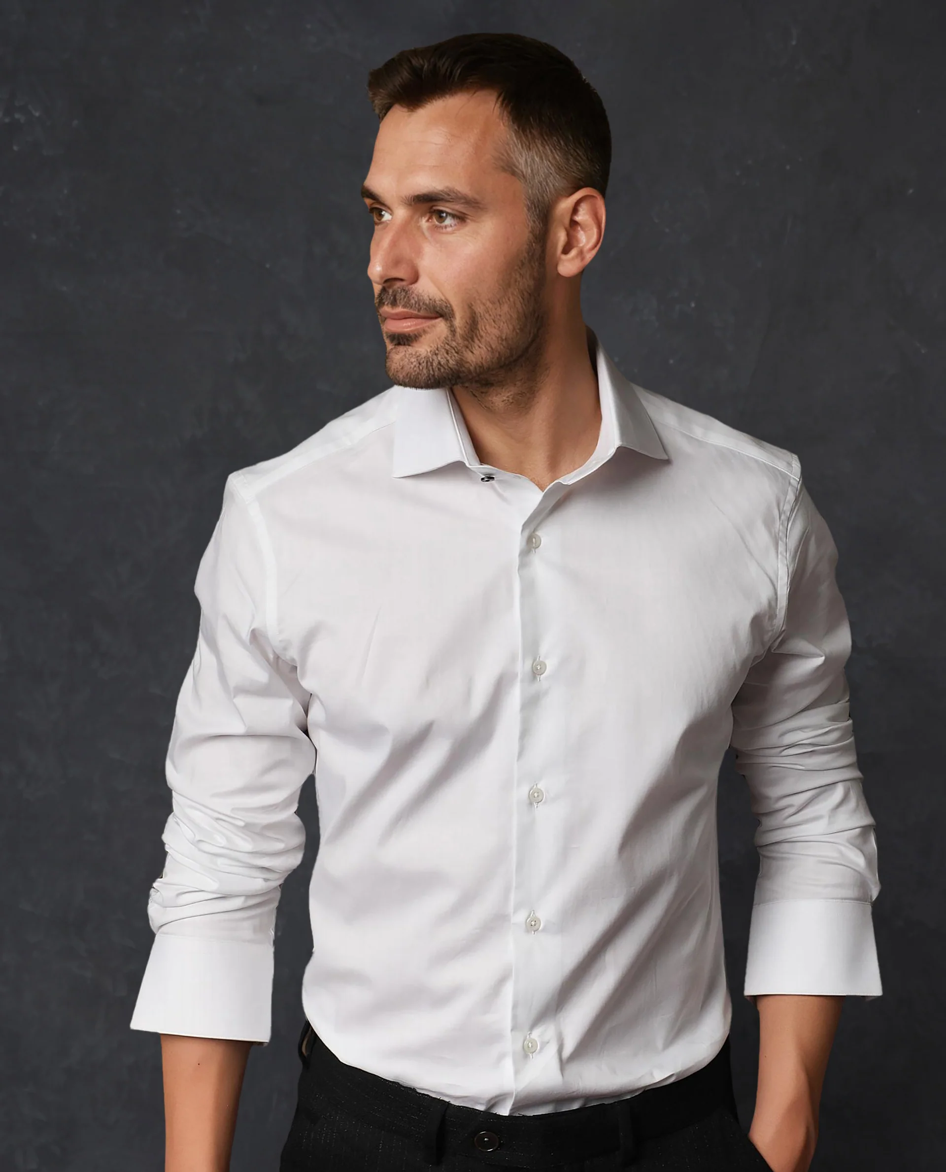Rare Rabbit Men's Rona White Cotton Plain Tailored Fit Full Sleeve Collared Shirt - Image 3