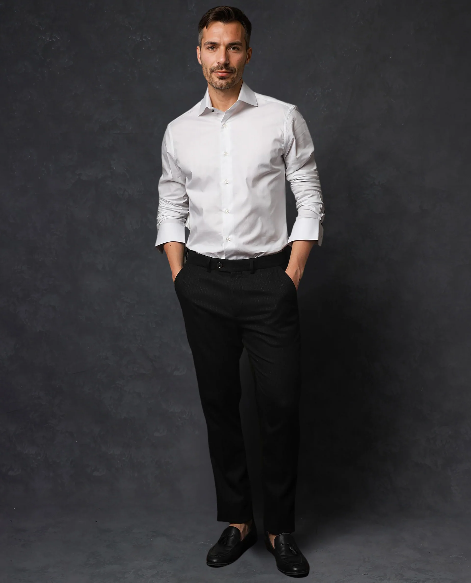 Rare Rabbit Men's Rona White Cotton Plain Tailored Fit Full Sleeve Collared Shirt - Image 7