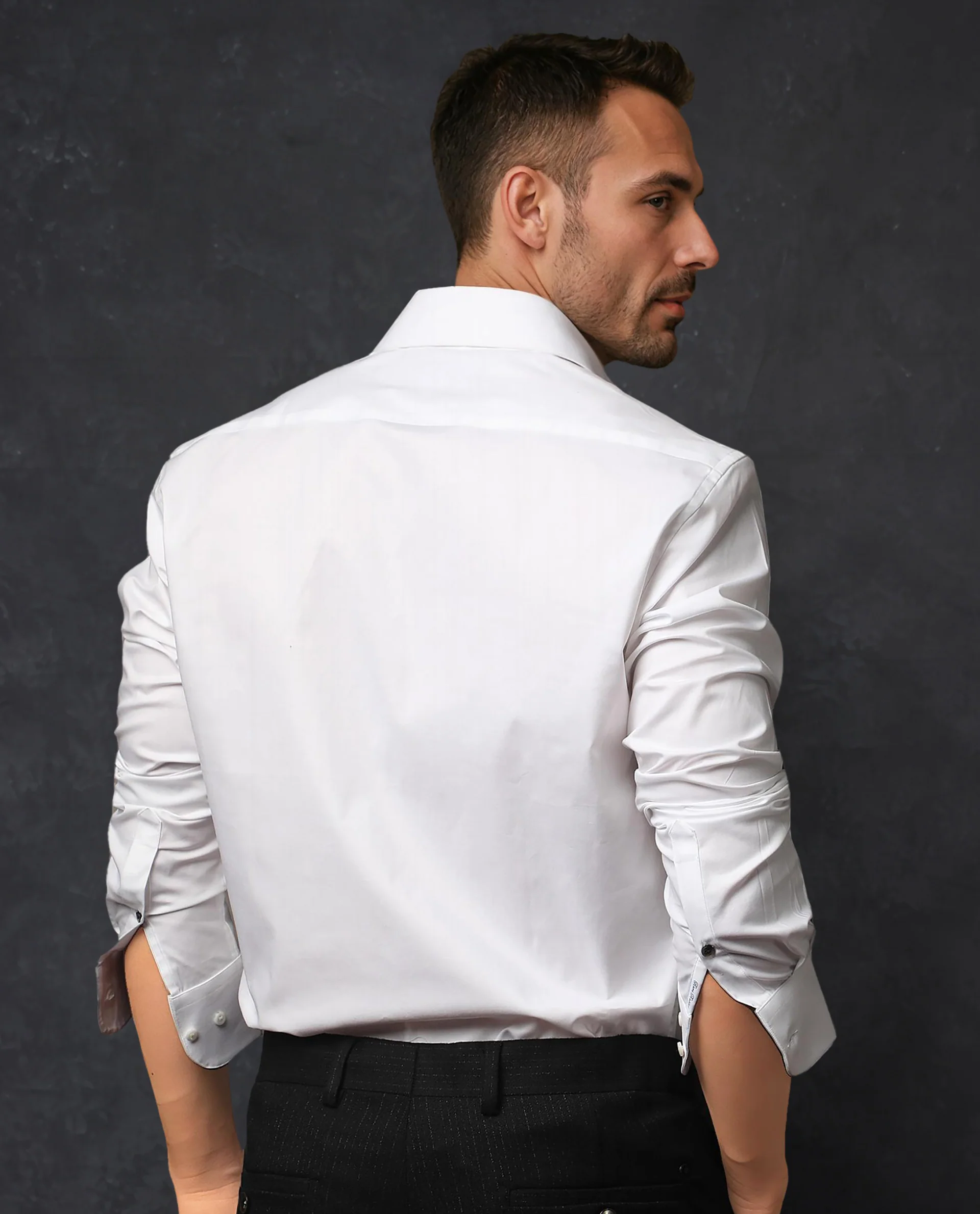 Rare Rabbit Men's Rona White Cotton Plain Tailored Fit Full Sleeve Collared Shirt - Image 8