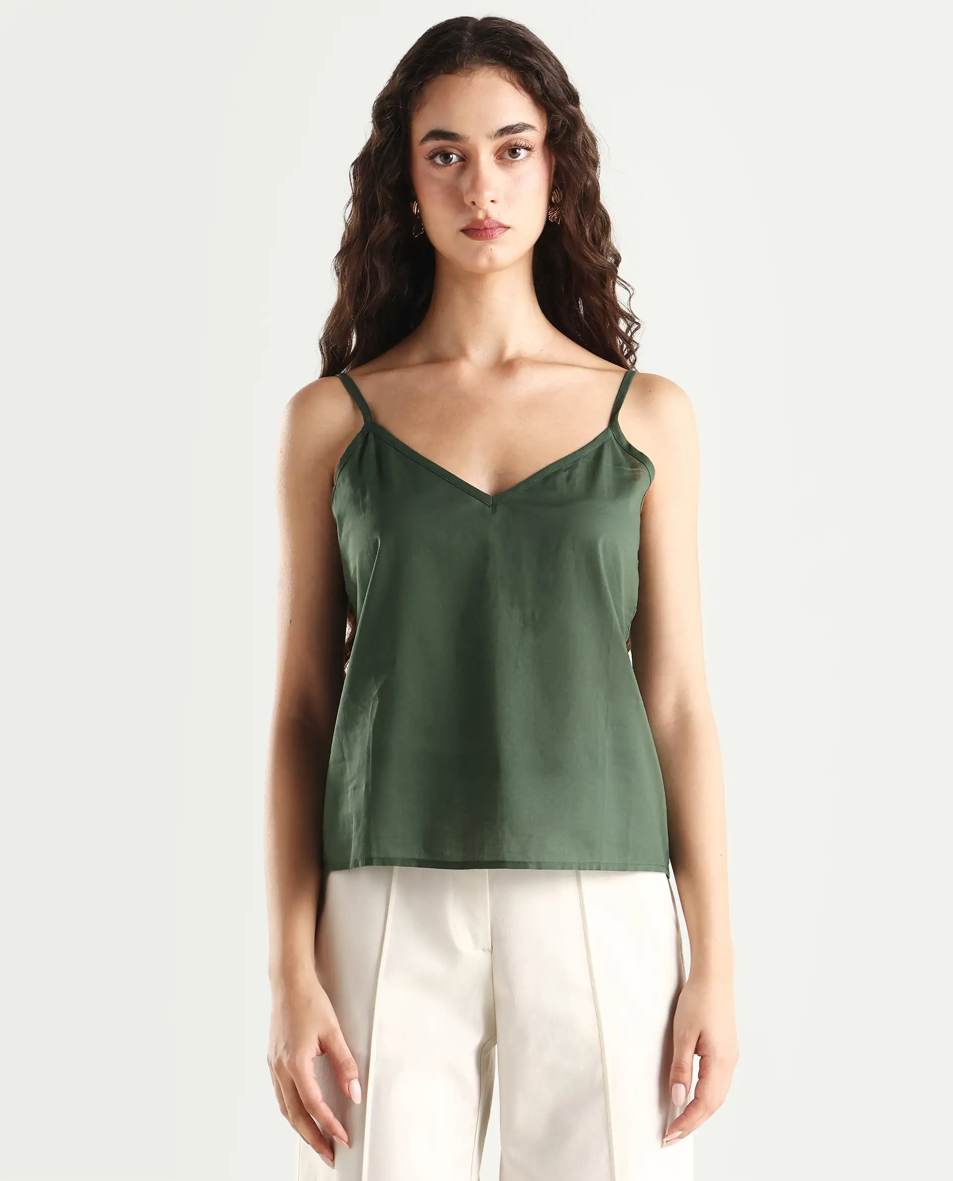 Rareism Women's Rona Green Viscose Band Collar Ornamental Print Cuffed Sleeve Relaxed Fit Top - Image 3