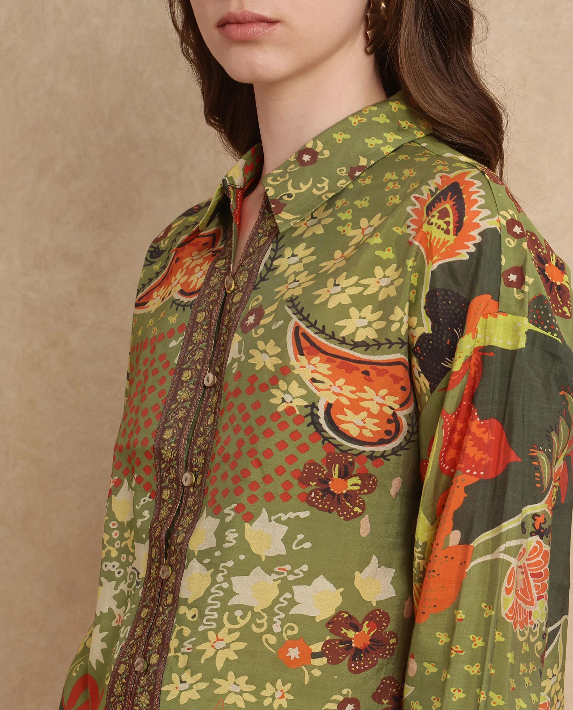 Rareism Women's Ronan Multi Viscose Blend Spread Collar Abstract Print Cuffed Sleeve Regular Fit Shirt - Image 3