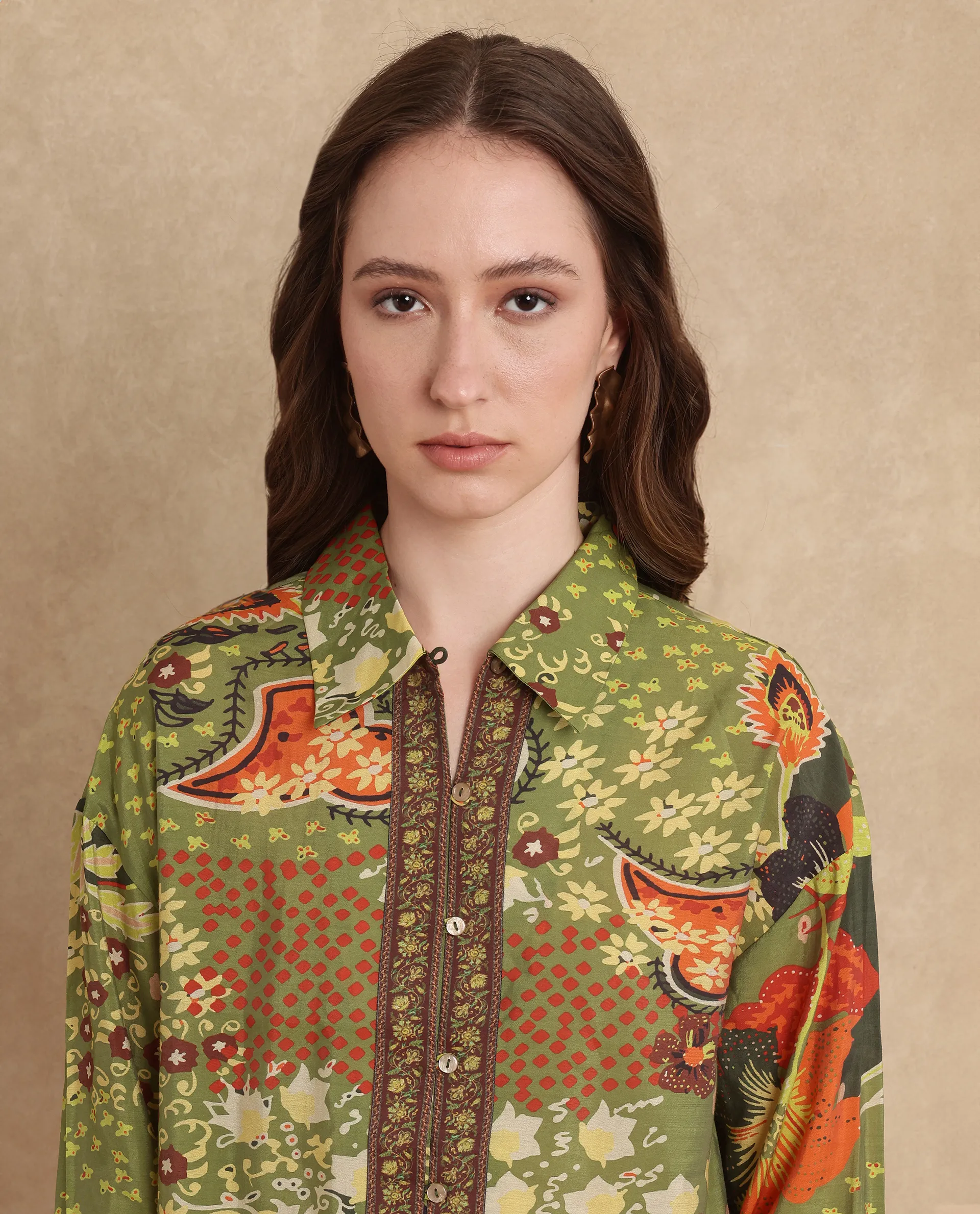Rareism Women's Ronan Multi Viscose Blend Spread Collar Abstract Print Cuffed Sleeve Regular Fit Shirt - Image 4