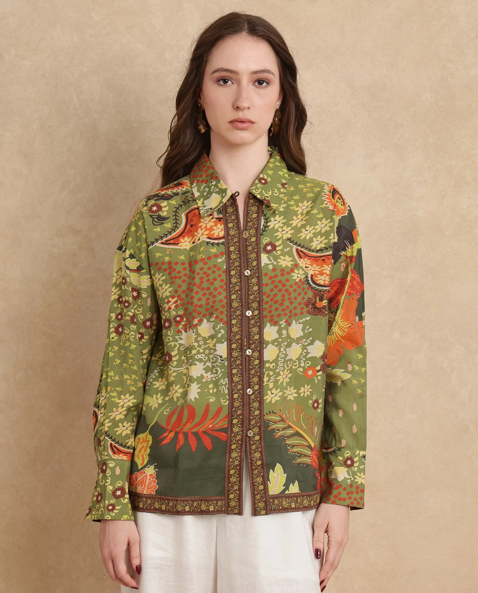 Rareism Women's Ronan Multi Viscose Blend Spread Collar Abstract Print Cuffed Sleeve Regular Fit Shirt - Image 5