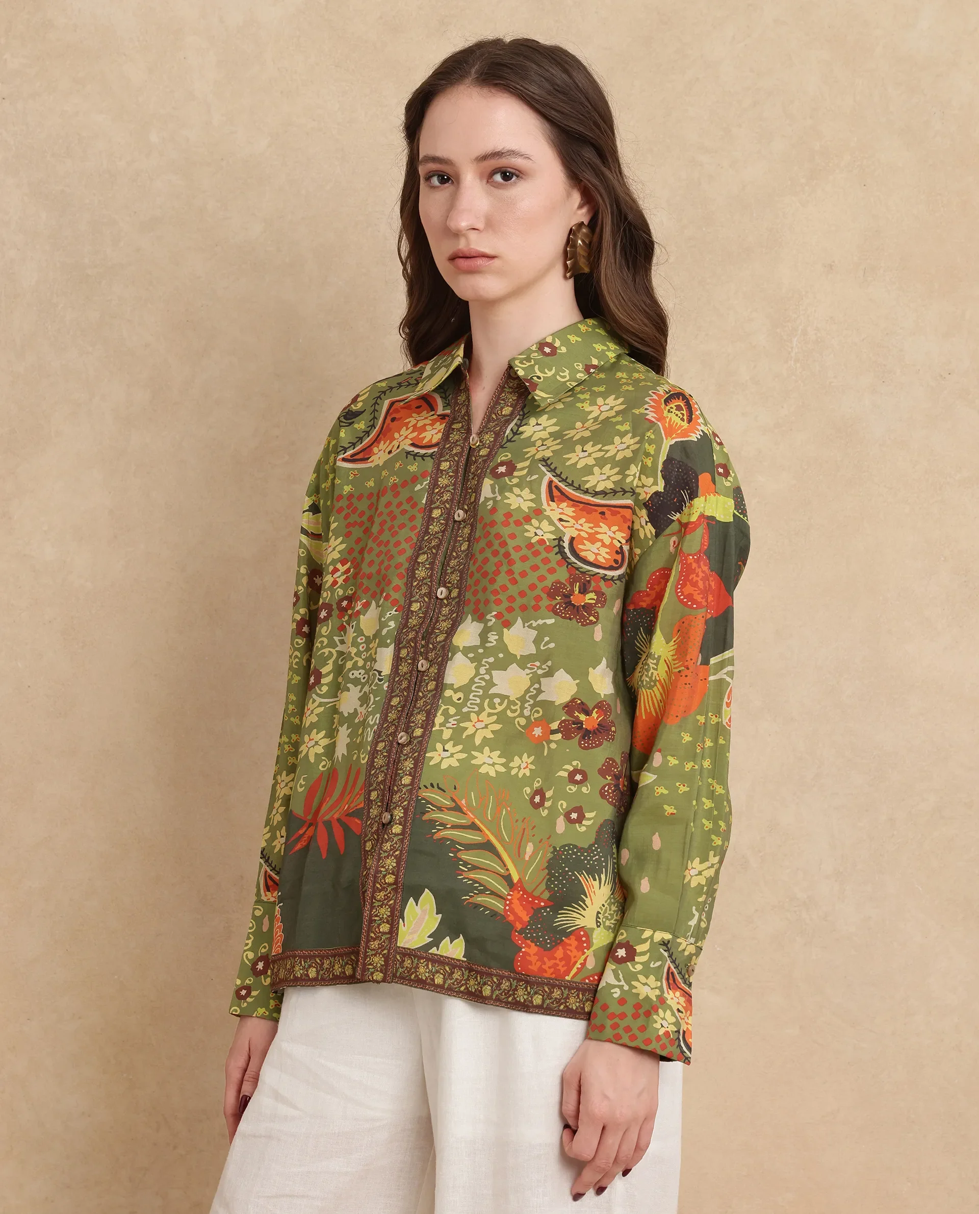 Rareism Women's Ronan Multi Viscose Blend Spread Collar Abstract Print Cuffed Sleeve Regular Fit Shirt - Image 6