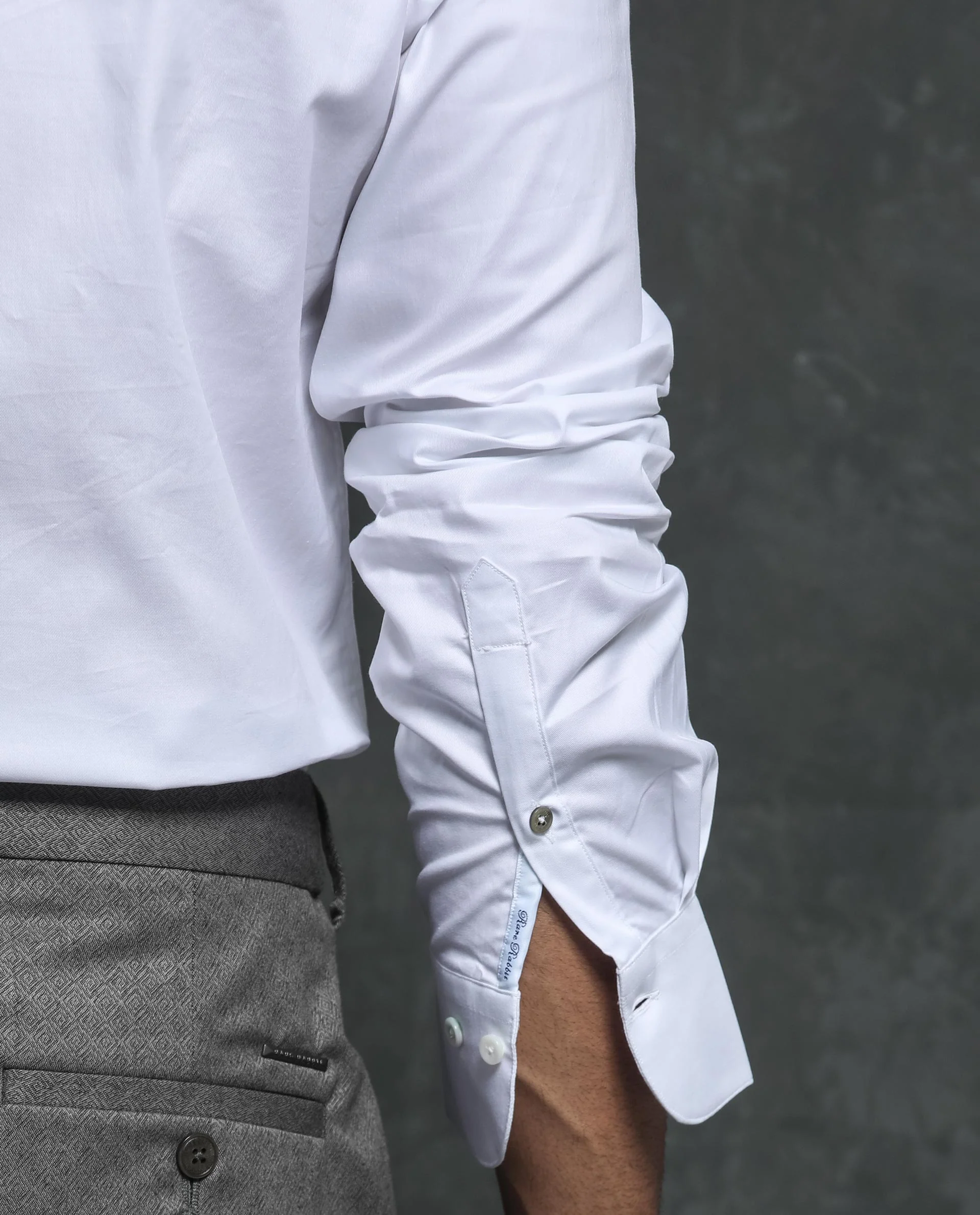 Rare Rabbit Men's Ronas White Cotton Plain Tailored Fit Full Sleeve Collared Shirt - Image 5