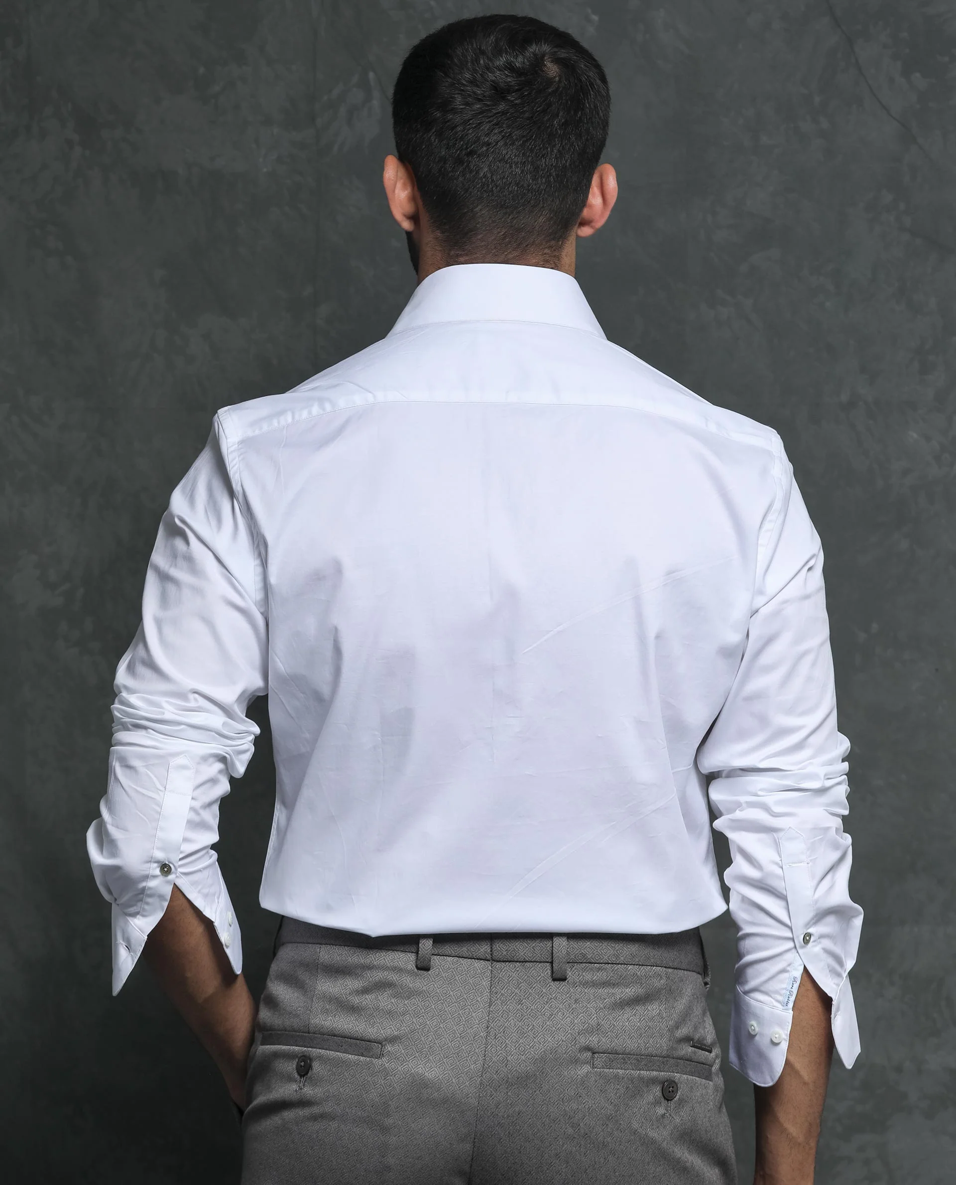 Rare Rabbit Men's Ronas White Cotton Plain Tailored Fit Full Sleeve Collared Shirt - Image 9