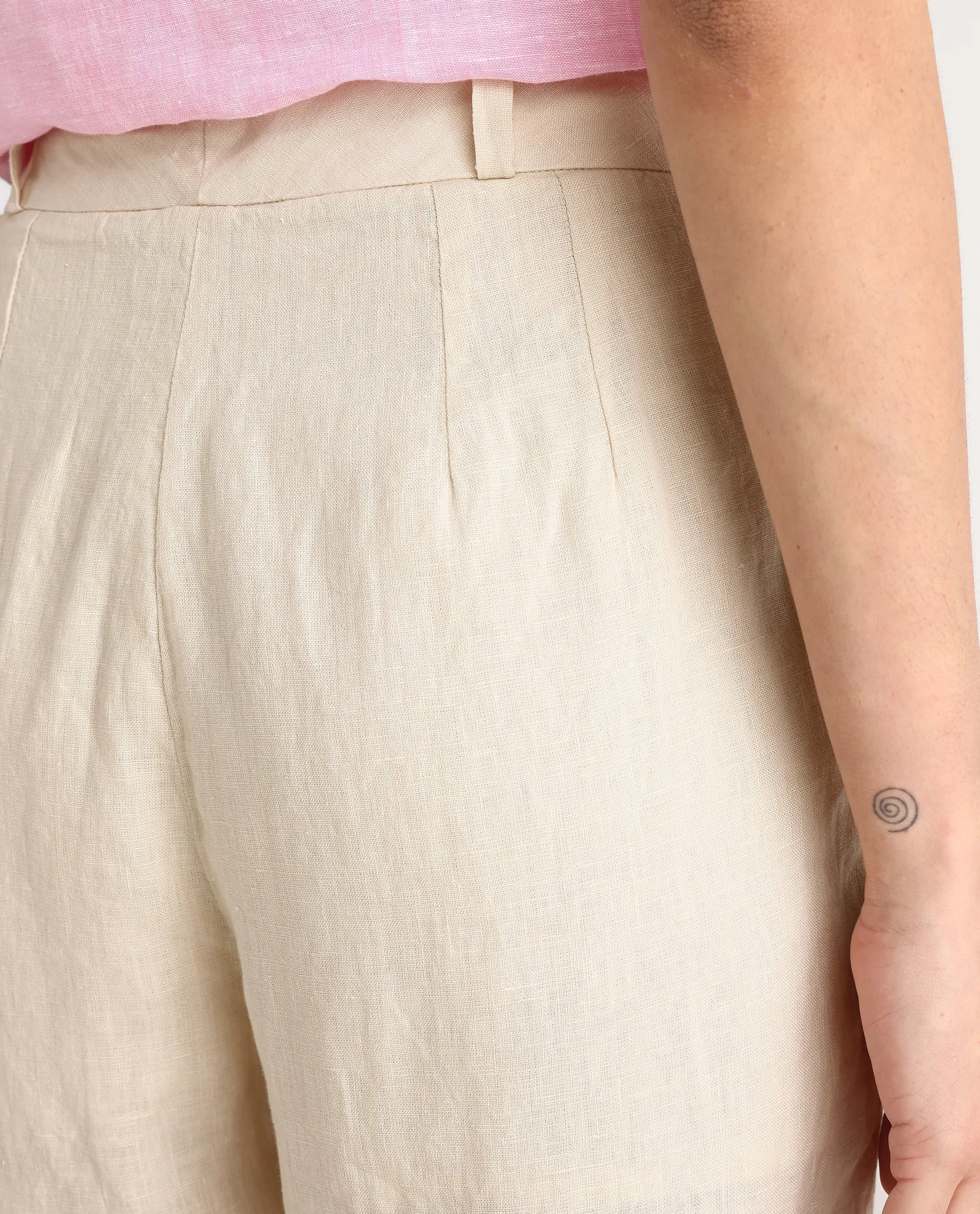 Rareism Women's Ronbla B Beige Linen Plain Ankle Length Straight Fit Trouser - Image 7