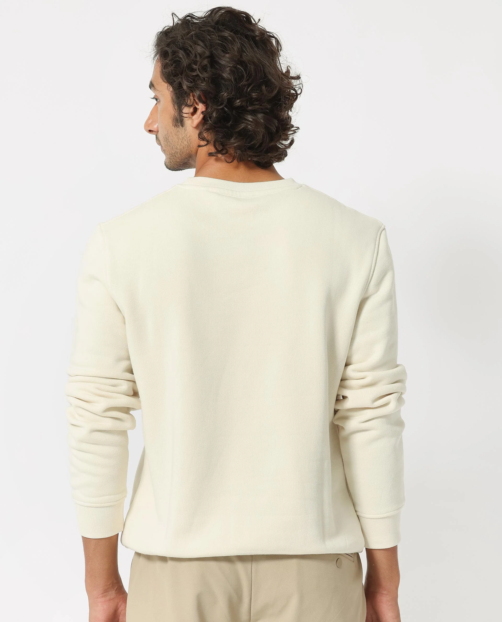 Rare Rabbit Men's Rong Off White Cotton Graphic Print Relaxed Fit Full Sleeve Crew Neck Sweatshirt - Image 8