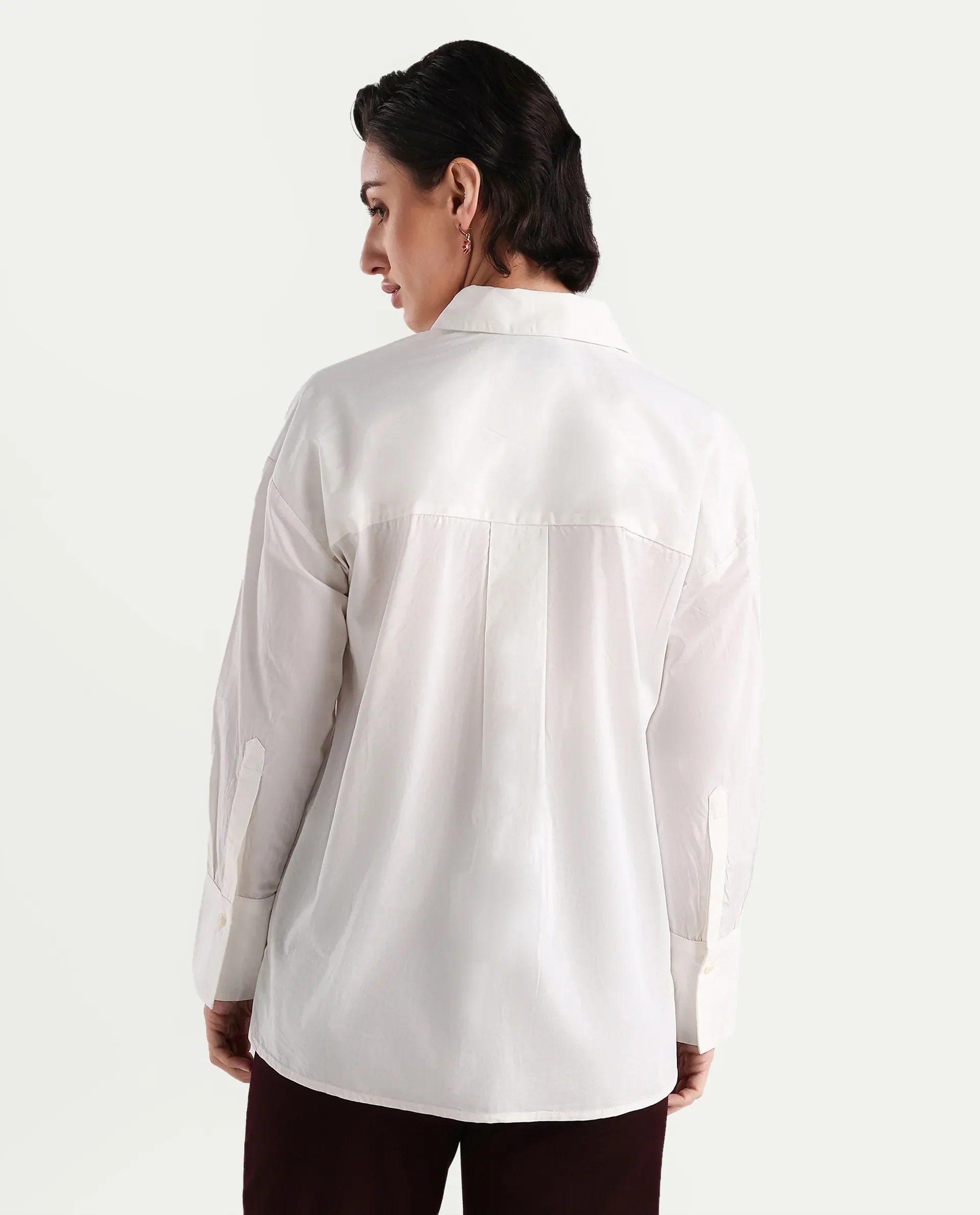 Rareism Women's Ronshei White Cotton Spread Collar Floral Print Regular Fit Shirt - Image 6