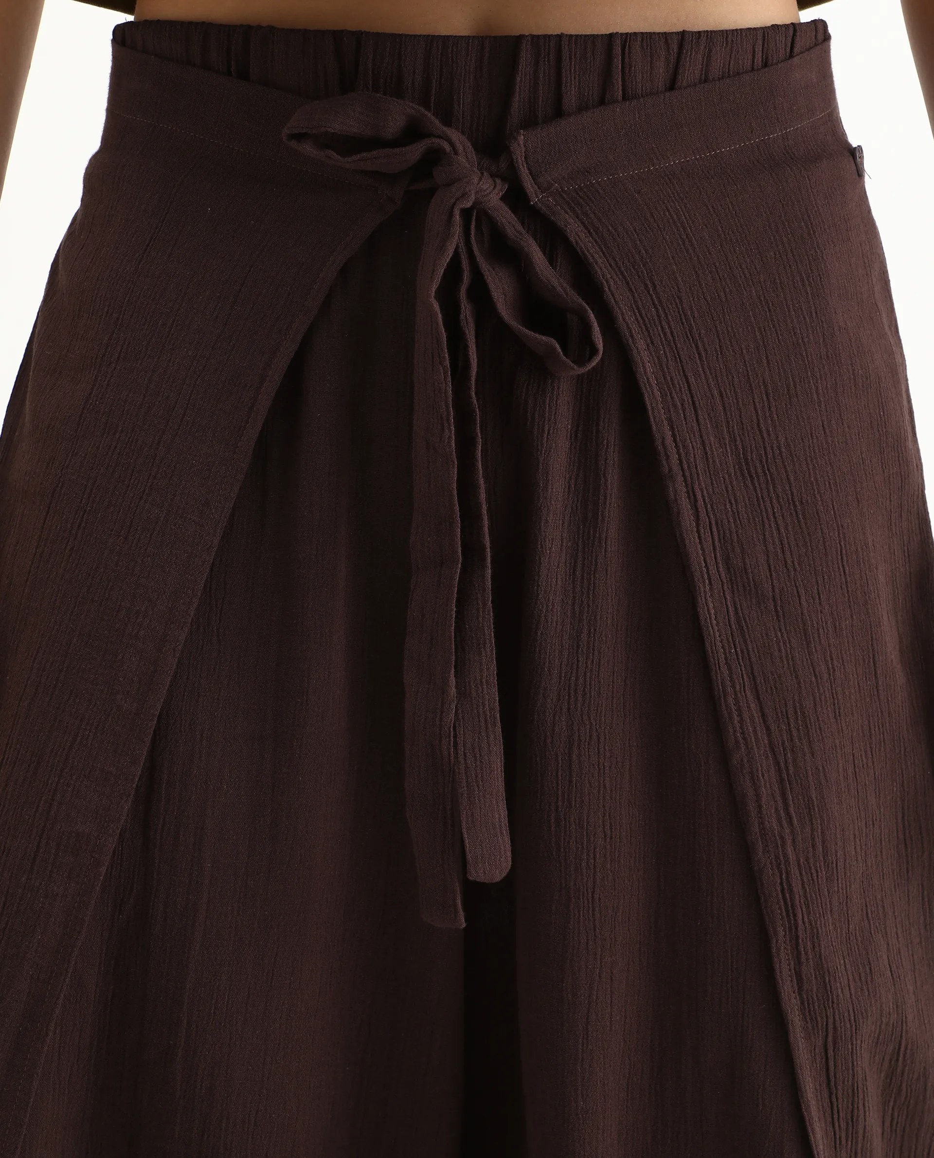 Rareism Women's Ronuz Brown Cotton Plain Ankle Length Straight Fit Trouser - Image 3
