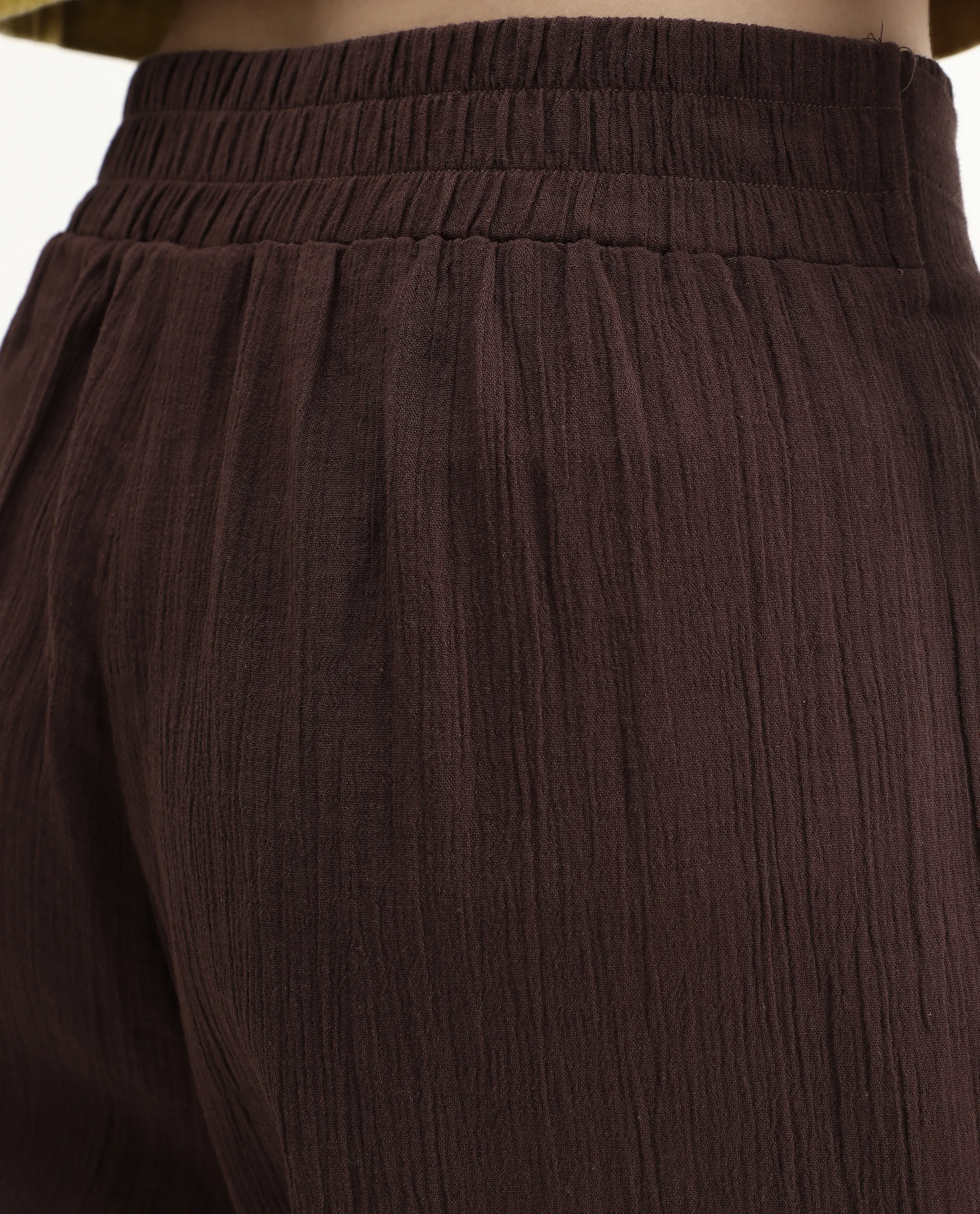 Rareism Women's Ronuz Brown Cotton Plain Ankle Length Straight Fit Trouser - Image 8