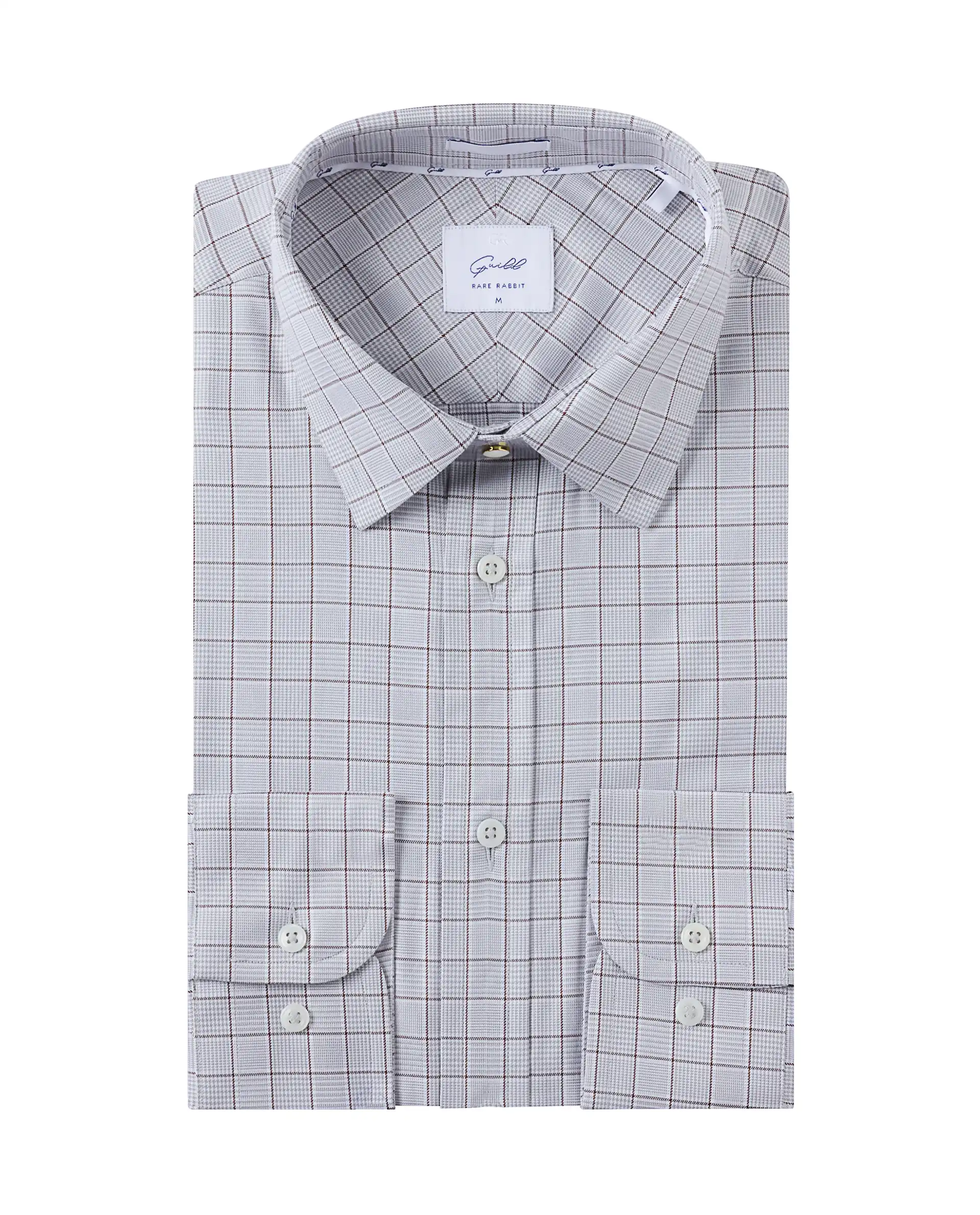 Rare Rabbit Men's Rooney Light Grey Cotton Checked Print Regular Fit Full Sleeve Collared Shirt - Image 2