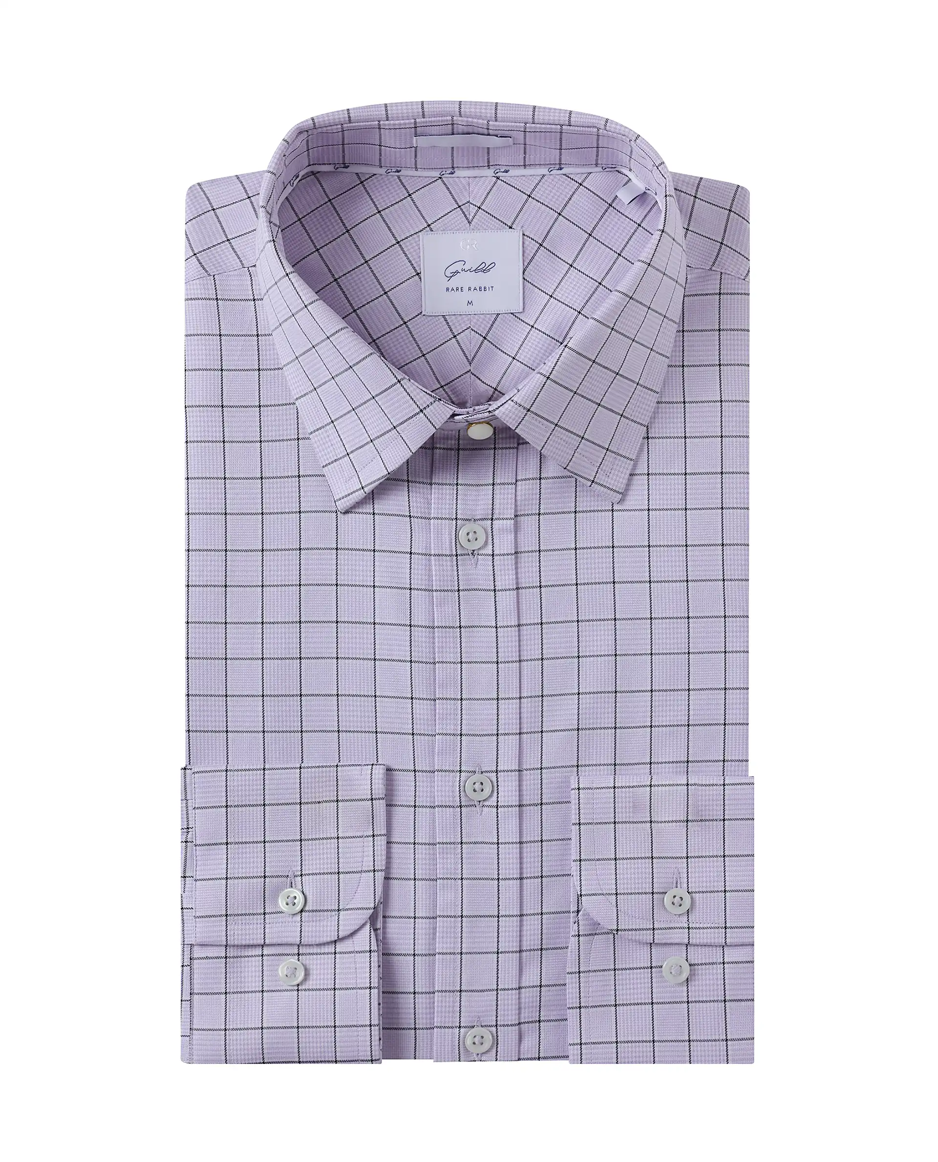 Rare Rabbit Men's Rooney Light Purple Cotton Checked Print Regular Fit Full Sleeve Collared Shirt - Image 2
