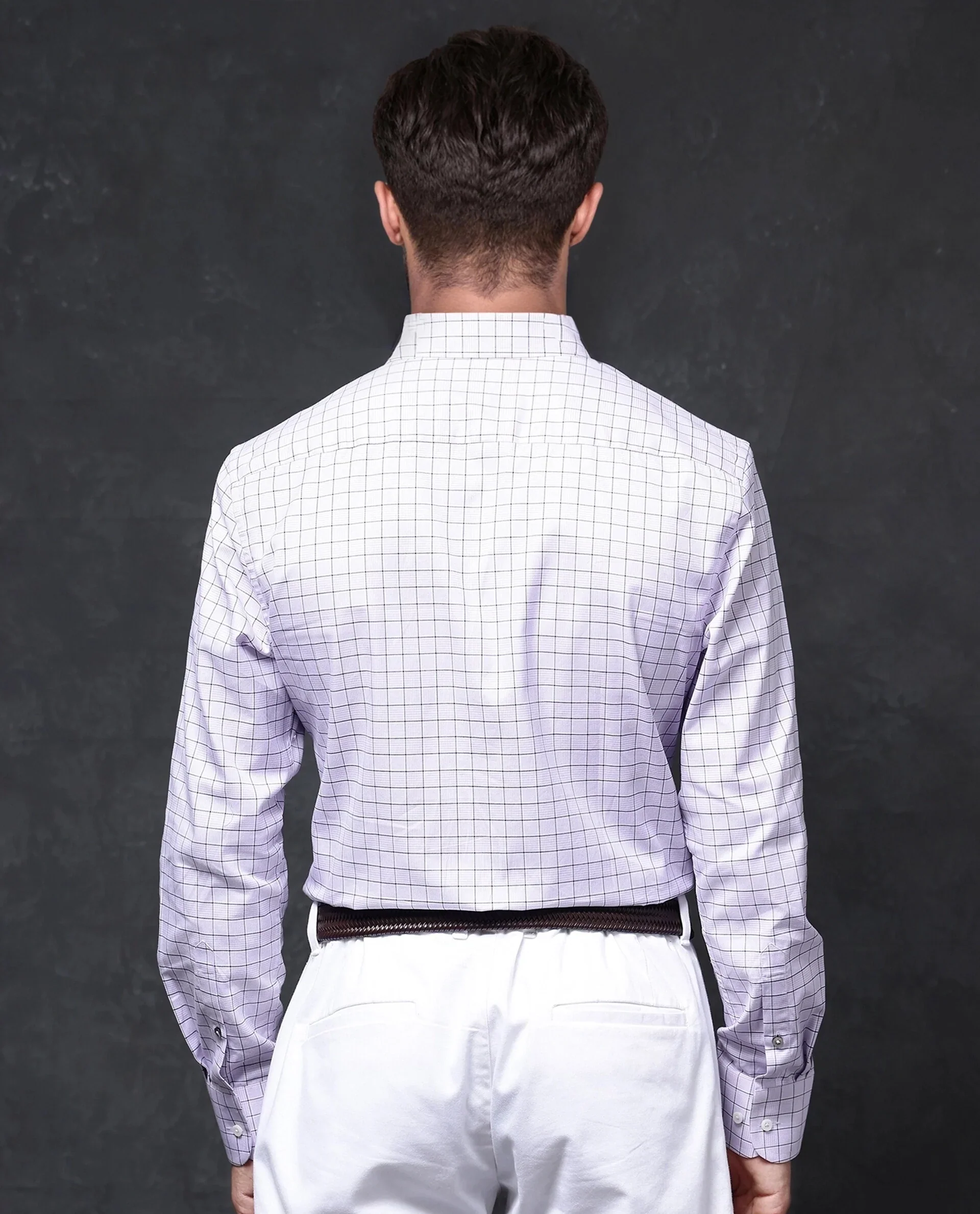 Rare Rabbit Men's Rooney Light Purple Cotton Checked Print Regular Fit Full Sleeve Collared Shirt - Image 7