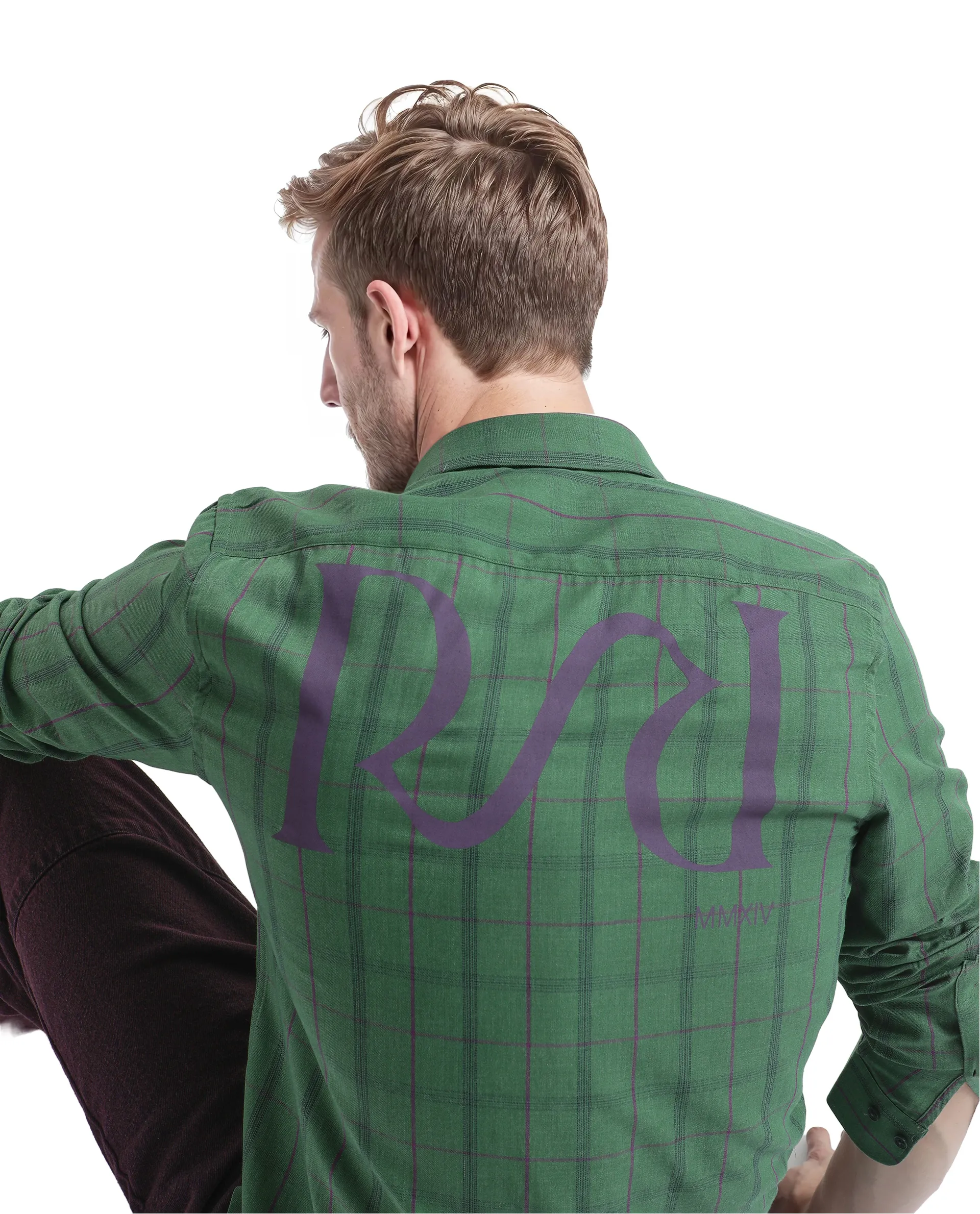 Rare Rabbit Men's Roos Green Cotton Checked Print Oversized Fit Full Sleeve Collared Shirt - Image 2