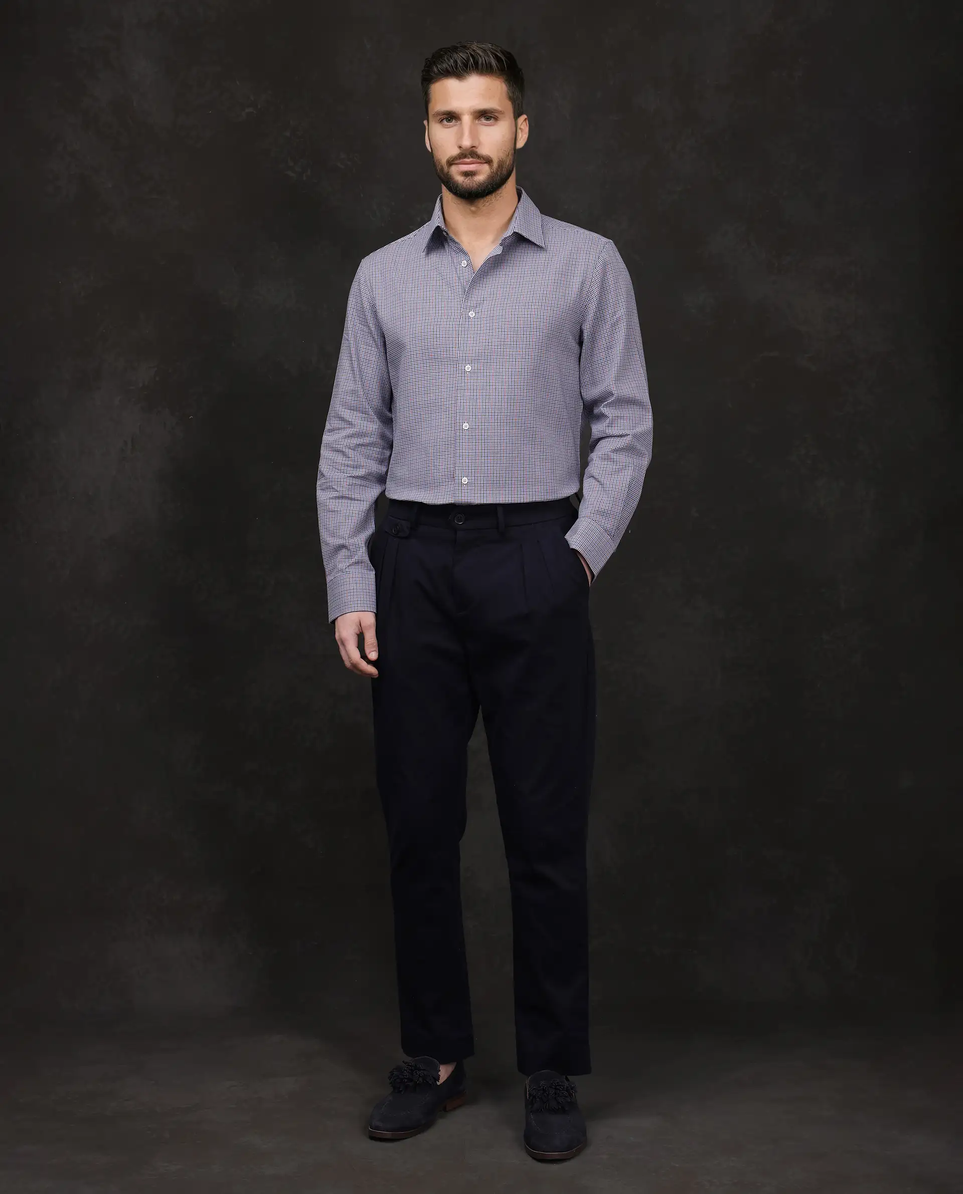 Rare Rabbit Men's Root Blue Cotton Checked Print Regular Fit Full Sleeve Collared Shirt - Image 2