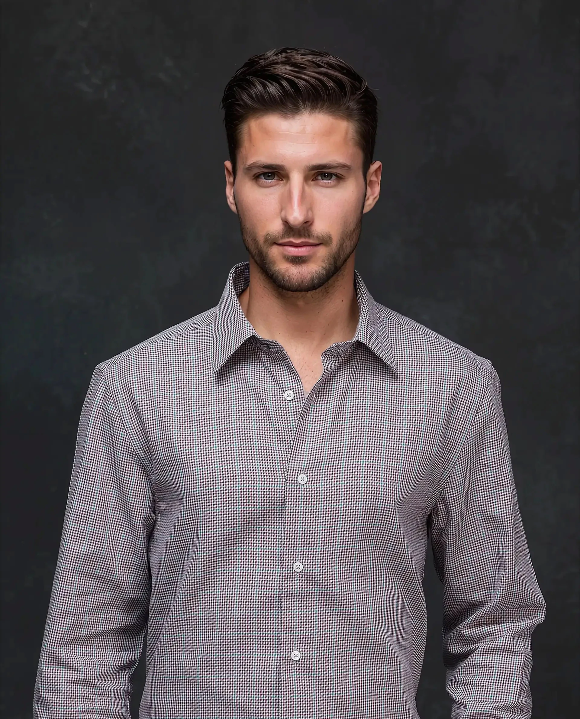 Rare Rabbit Men's Root Maroon Cotton Checked Print Regular Fit Full Sleeve Collared Shirt - Image 5