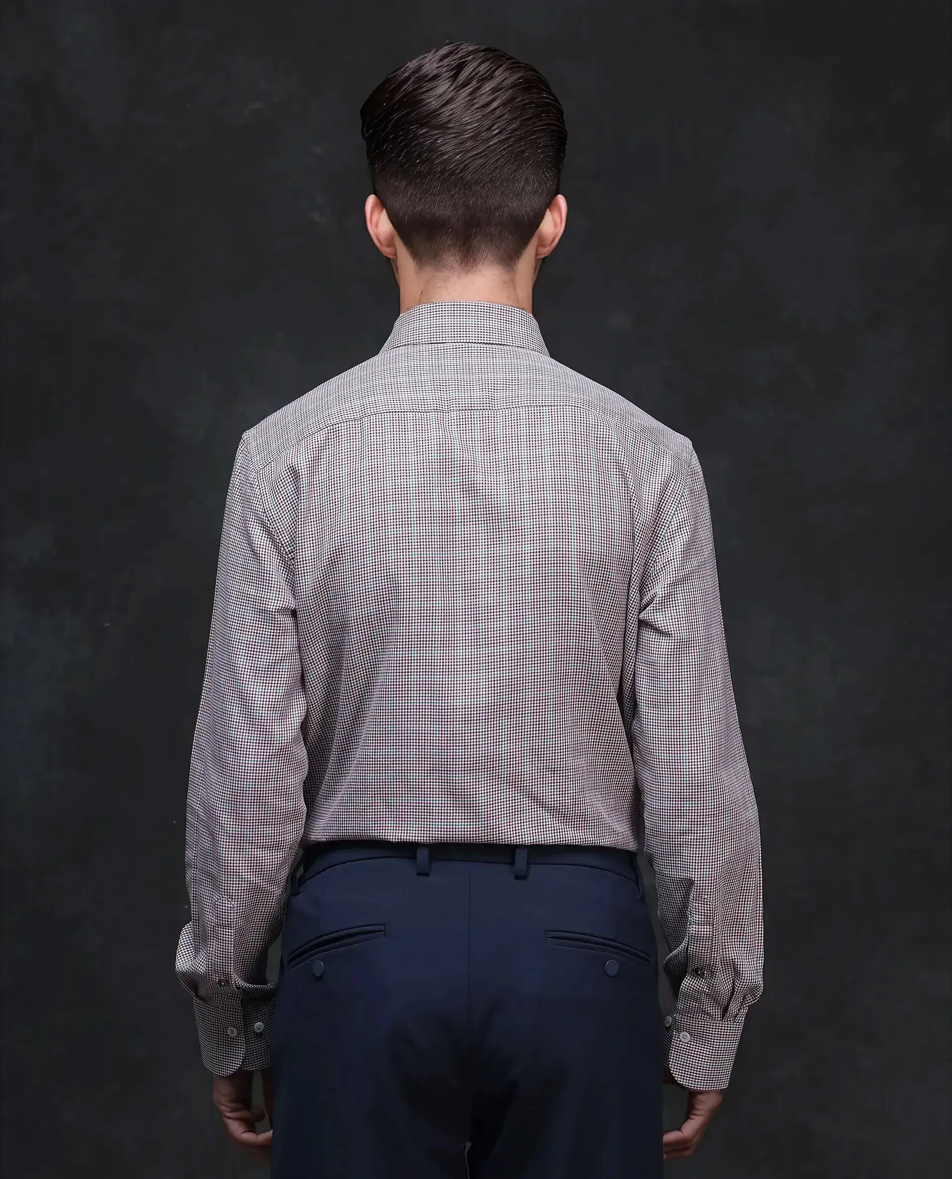 Rare Rabbit Men's Root Maroon Cotton Checked Print Regular Fit Full Sleeve Collared Shirt - Image 7