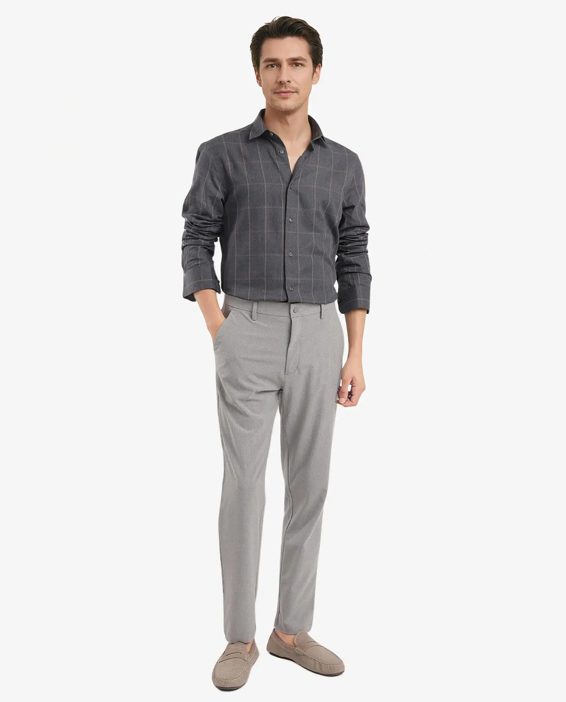 Rare Rabbit Men's Ropos-2 Grey Cotton Checked Print Regular Fit Full Sleeve Collared Shirt - Image 2