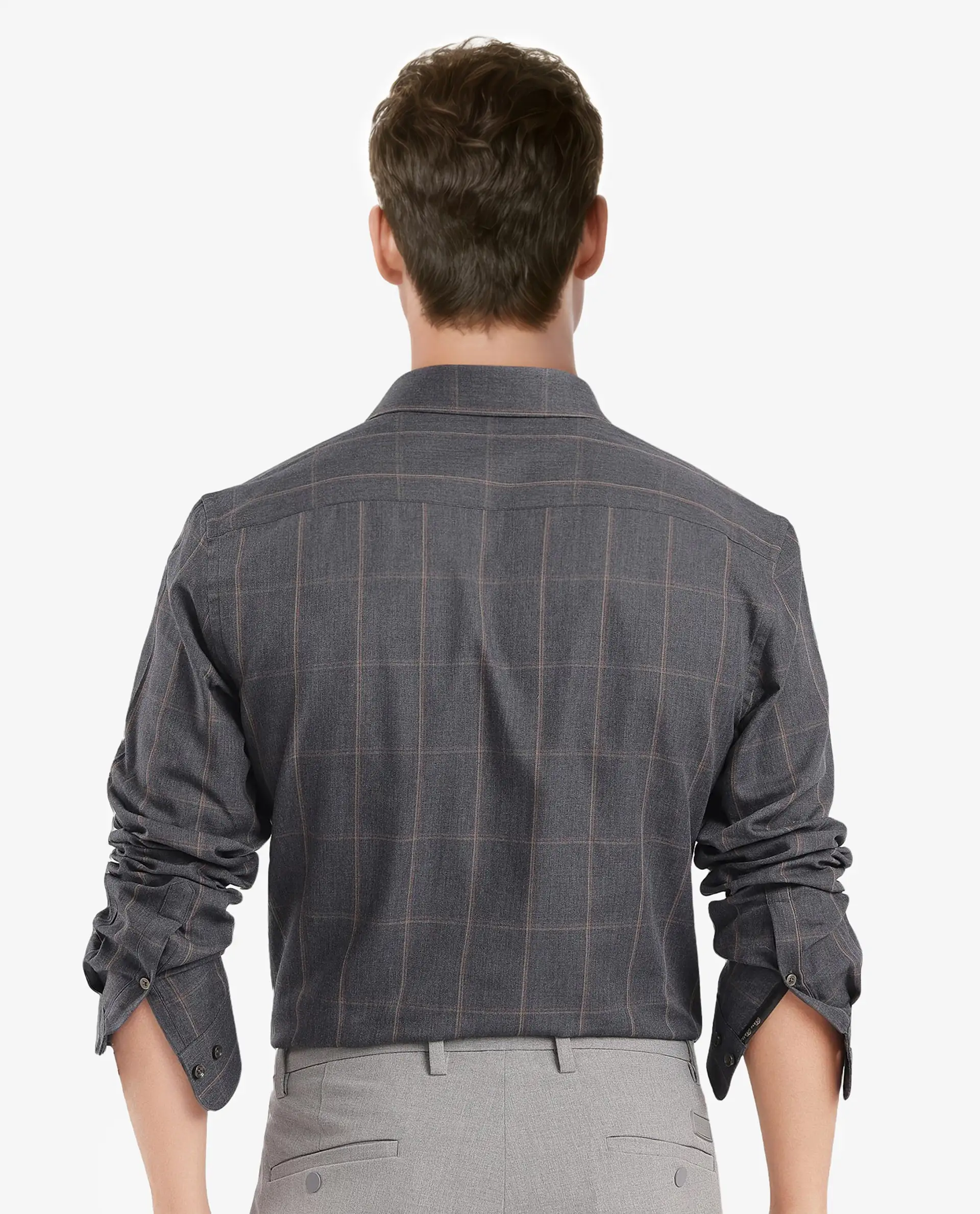 Rare Rabbit Men's Ropos-2 Grey Cotton Checked Print Regular Fit Full Sleeve Collared Shirt - Image 4